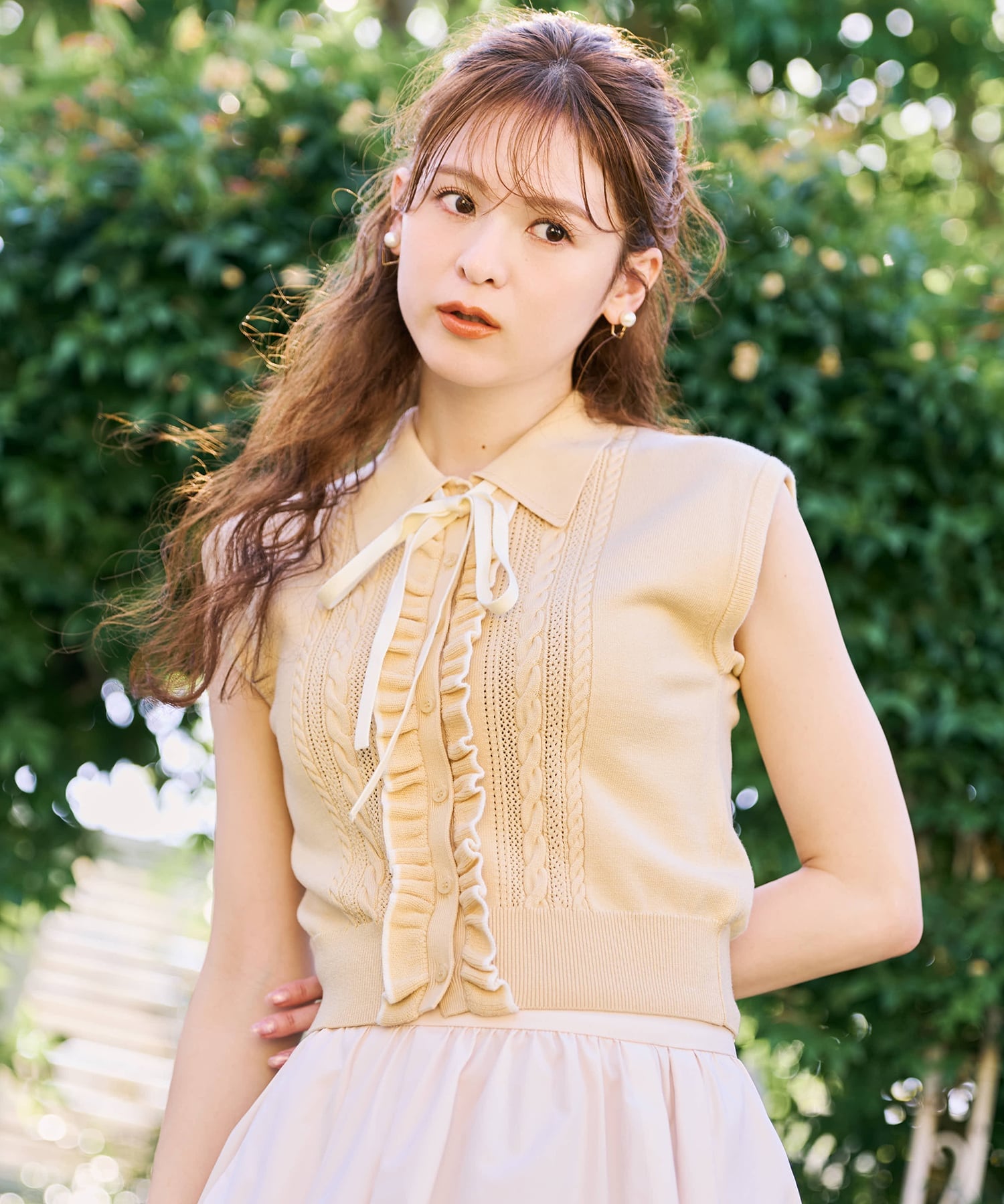 SOLD OUT】COCODEAL ココディール T/Cフリルチュニック 74218342 24SS