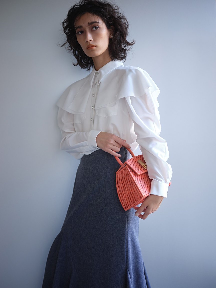 SALE／50%OFF】CELFORD ビジュー釦フリルデザインブラウス セル