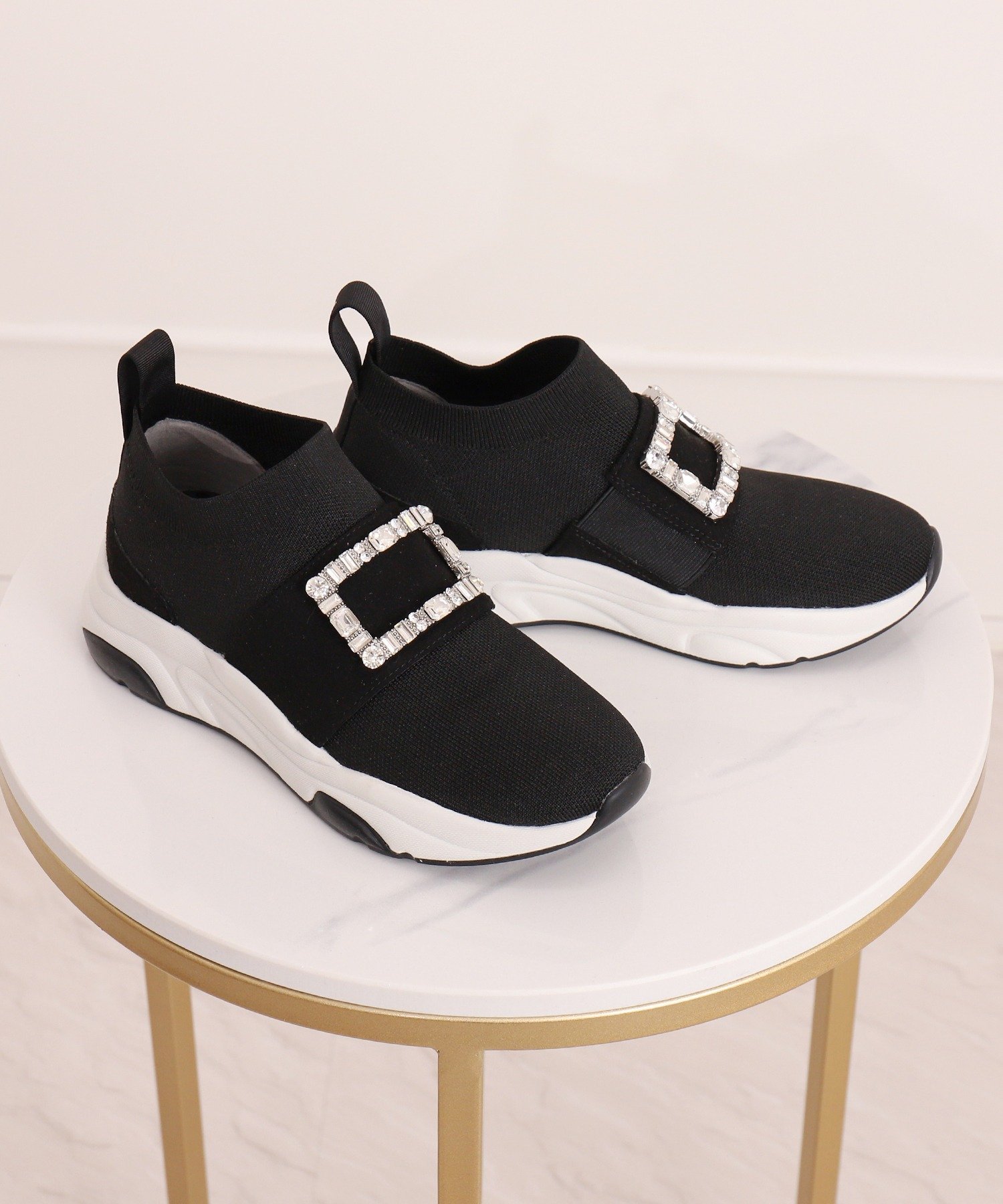 +diana ダイアナ　クリスタルバックル ビジュー　ソックススニーカー　23㎝ diana 【軽量・撥水加工】クリスタルバックル ニットソックス