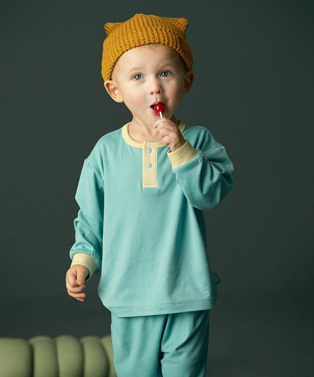 【SALE／50%OFF】moimoln 【ルームウェア】キャンディソフトルーズトップス&パンツ モイモルン インナー・ルームウェア その他のインナー・ルームウェア ブルー画像