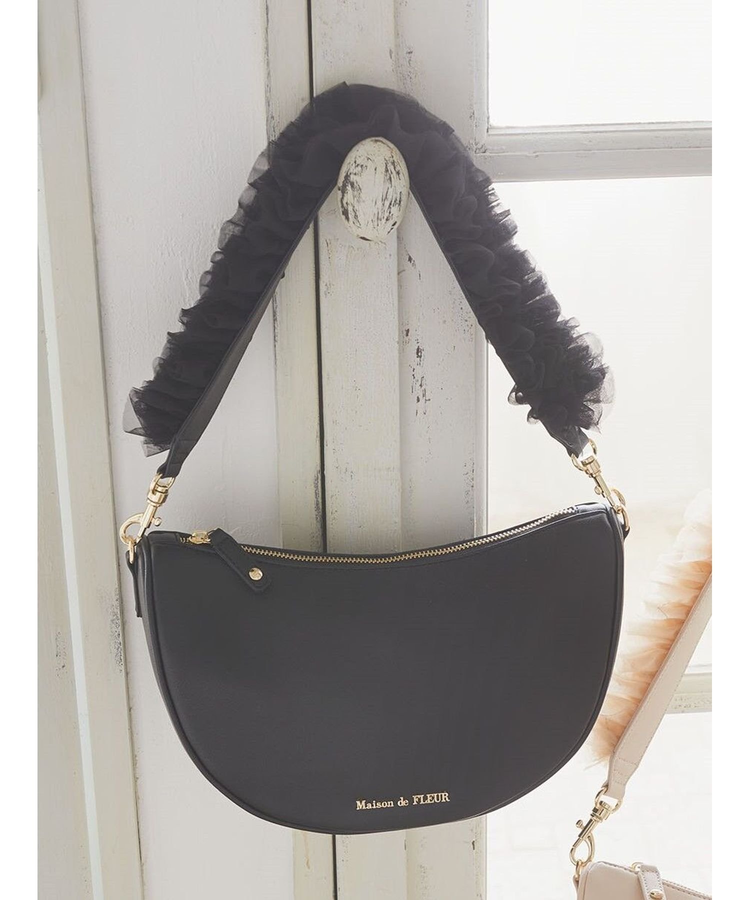 ジョリーフルール　ショルダーバッグ レースフリルハンドルスクエアトートMバッグ/Maison de FLEUR