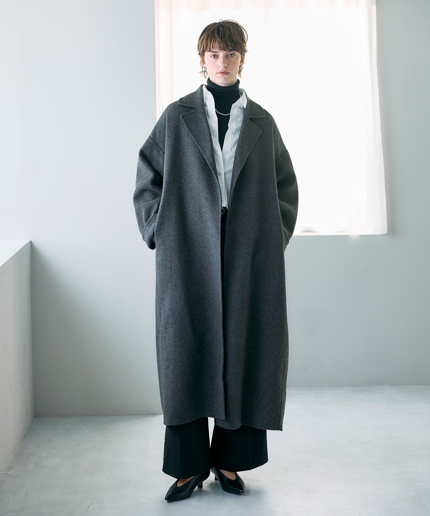 N.O.R.C ウールメルトンロングリバーコート ノーク ジャケット