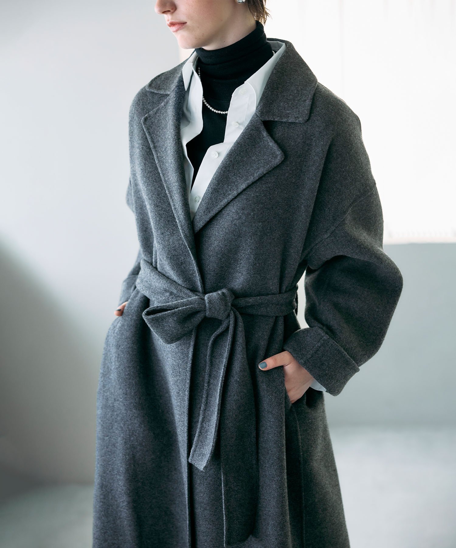 N.O.R.C ウールメルトンロングリバーコート ノーク ジャケット