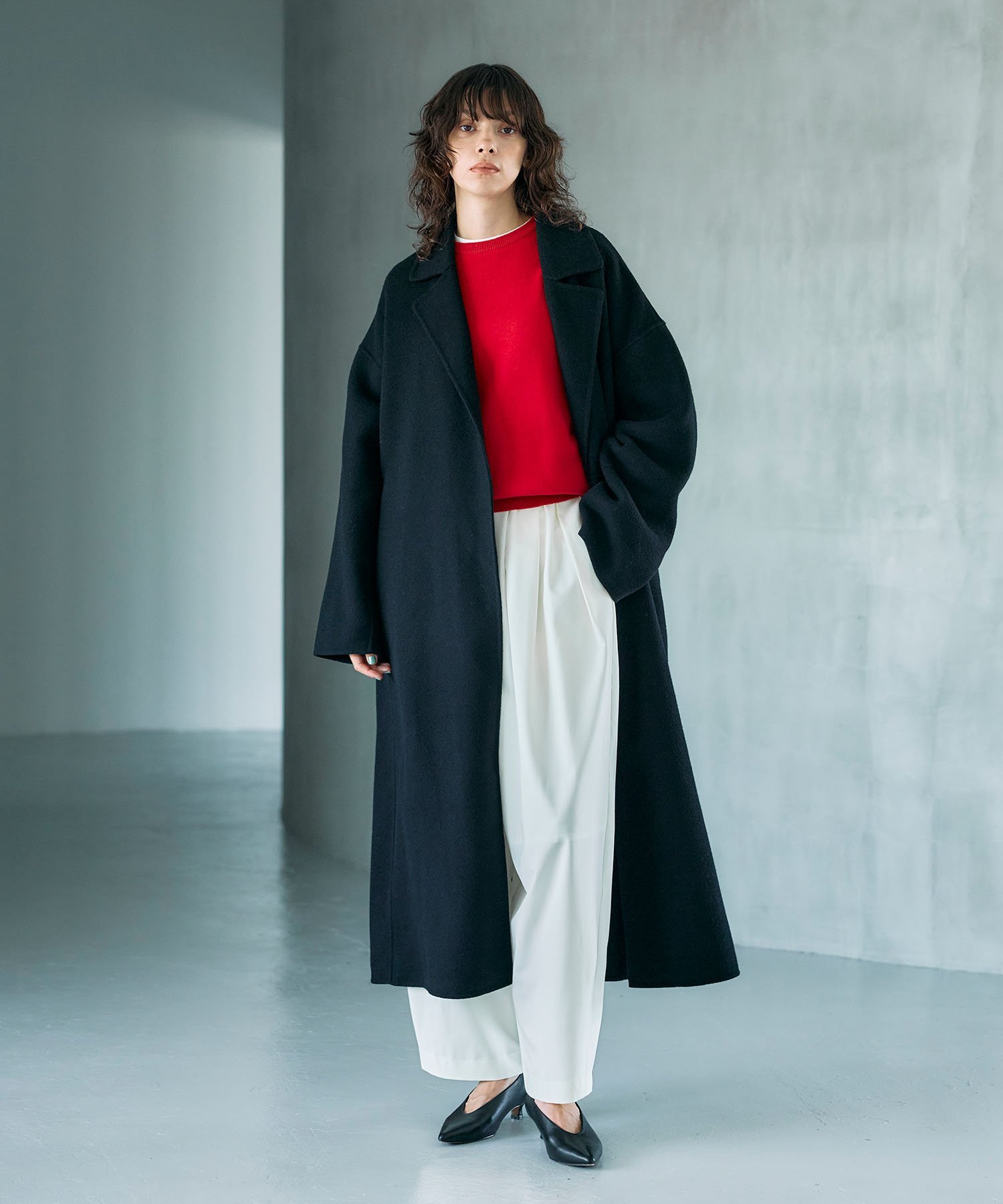 N.O.R.C ウールメルトンロングリバーコート ノーク ジャケット