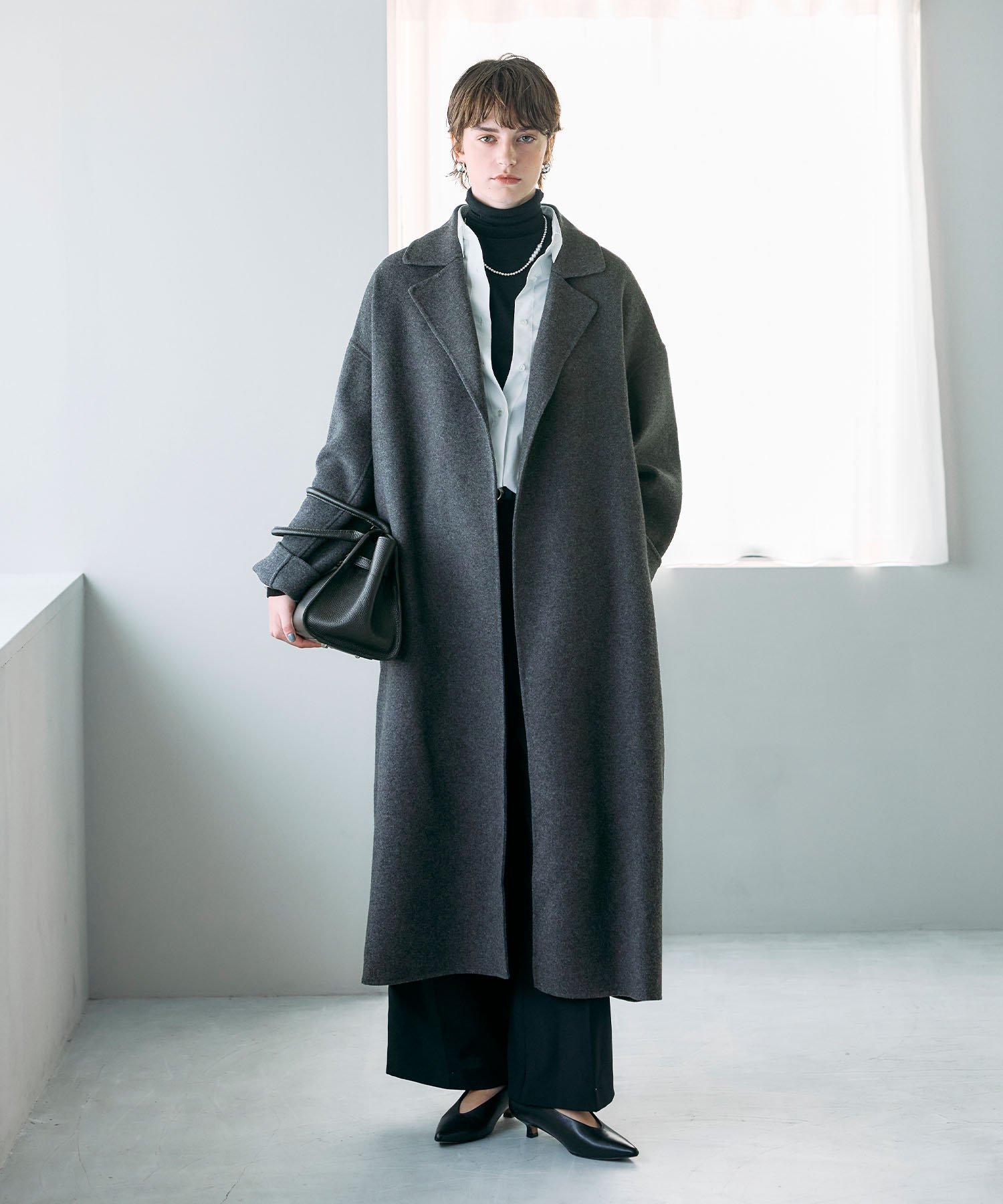 N.O.R.C ウールメルトンロングリバーコート ノーク ジャケット