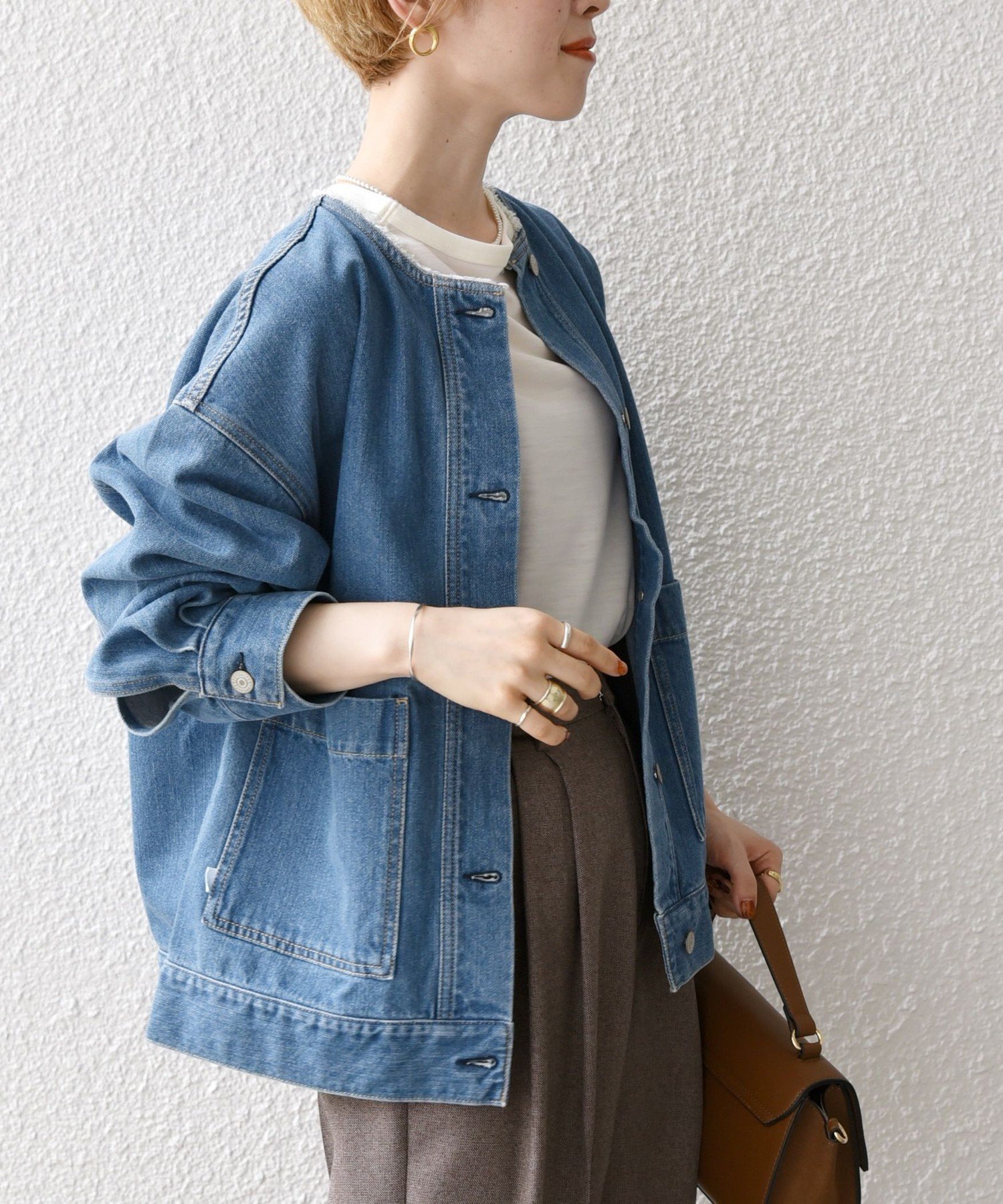 美品 アナイ デニム風 ノーカラー ジャケット ブルゾン ブルー 楽天市場】SHIPS any: ノーカラー デニム ブルゾン[SHIPS any
