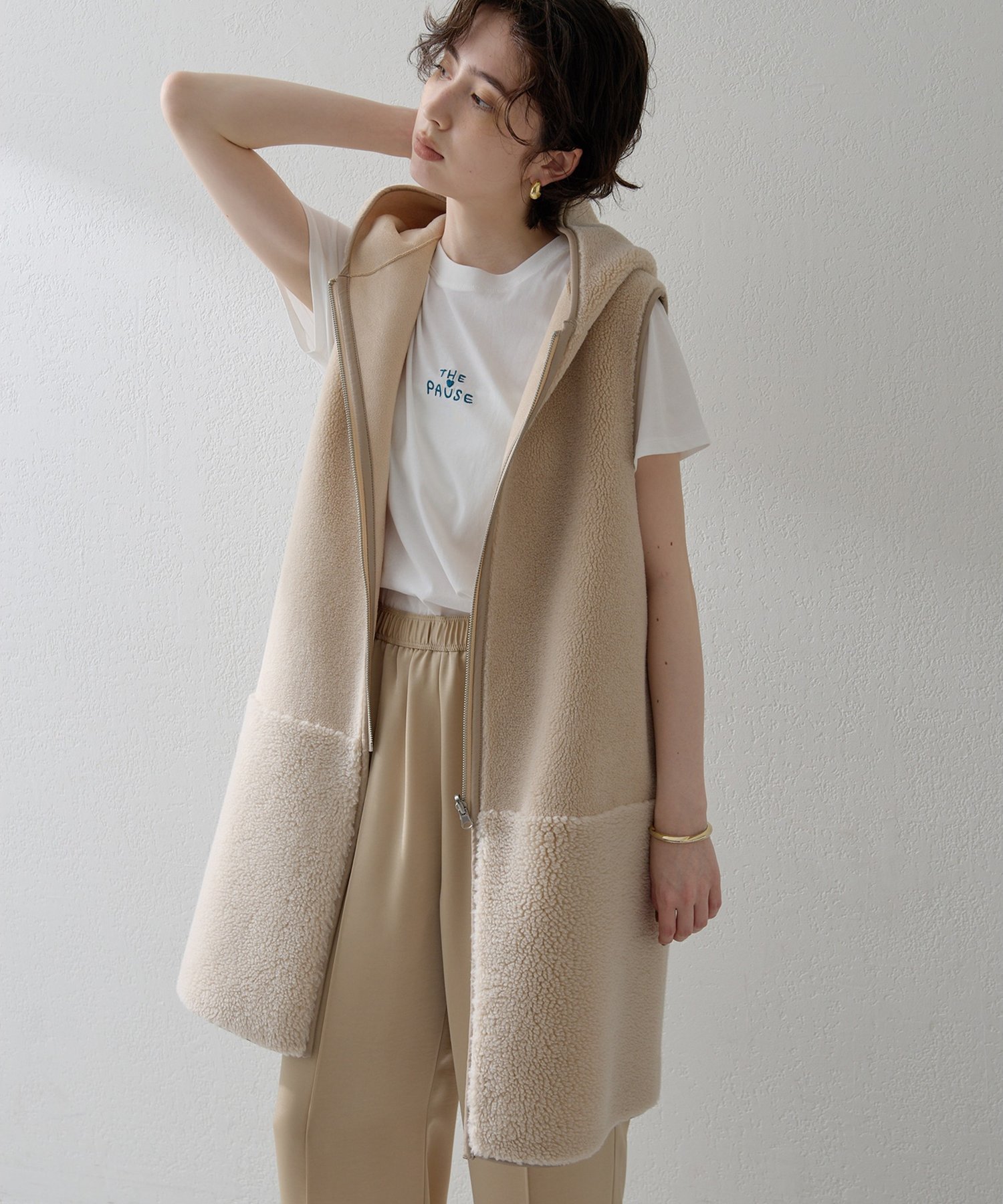 SALE／20%OFF】Whim Gazette 【THE PAUSE】ボアフードロングジレ