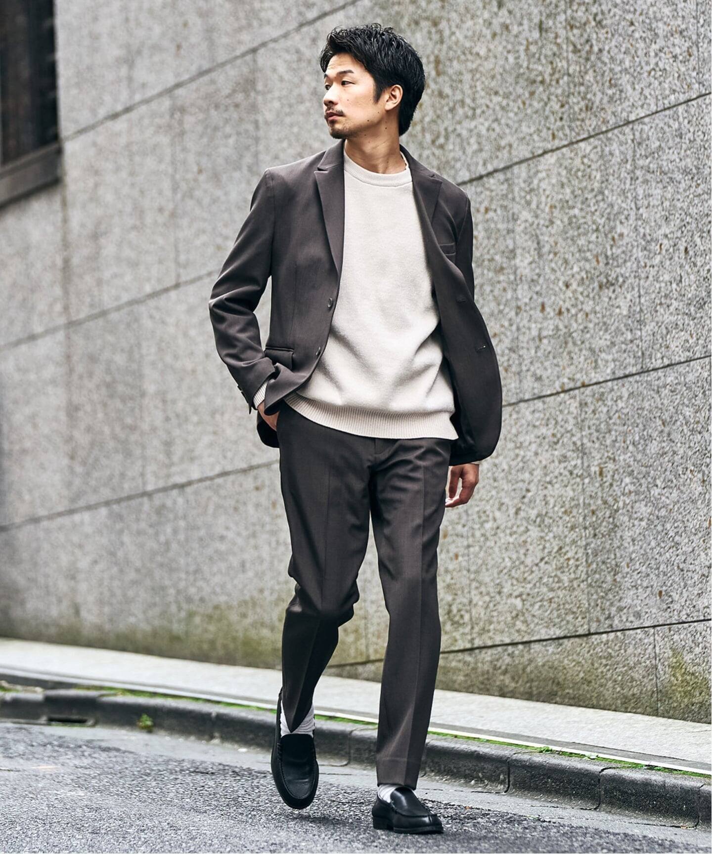 美品✨EDIFICE セットアップスーツ　洗濯可　チェック柄　ストレッチ qa3235-01_1.jpg