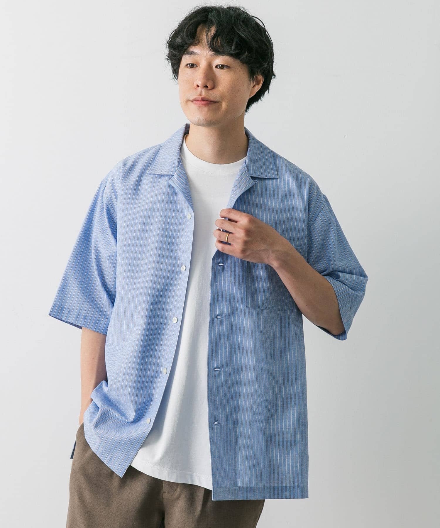 【アーバンリサーチドアーズ】リネン100% レギュラーカラーオーバーシャツ 38 アーバンリサーチ ドアーズ URBAN RESEARCH DOORS FORK&SPOON