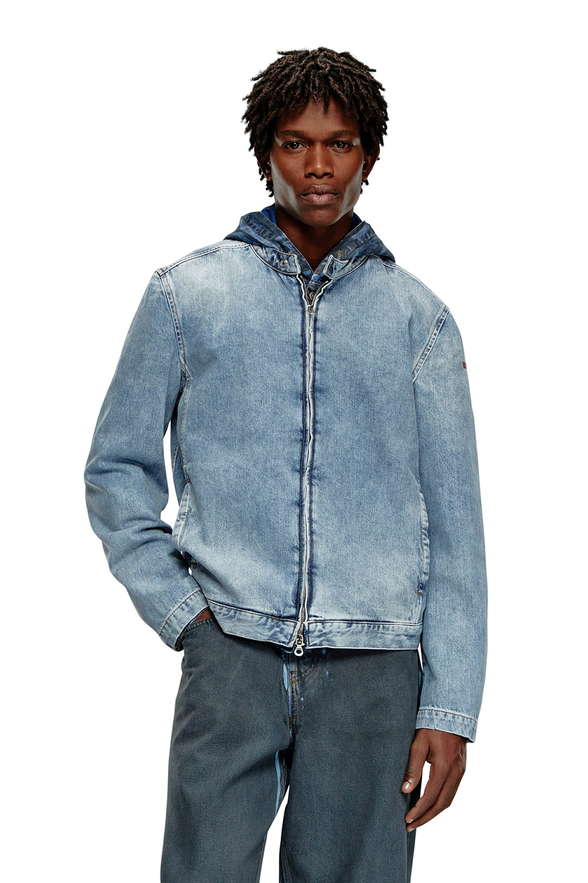 ディーゼル 24AW デニムブルー ハイネックジャケット ディーゼル 24AW デニムブルー ハイネックジャケット