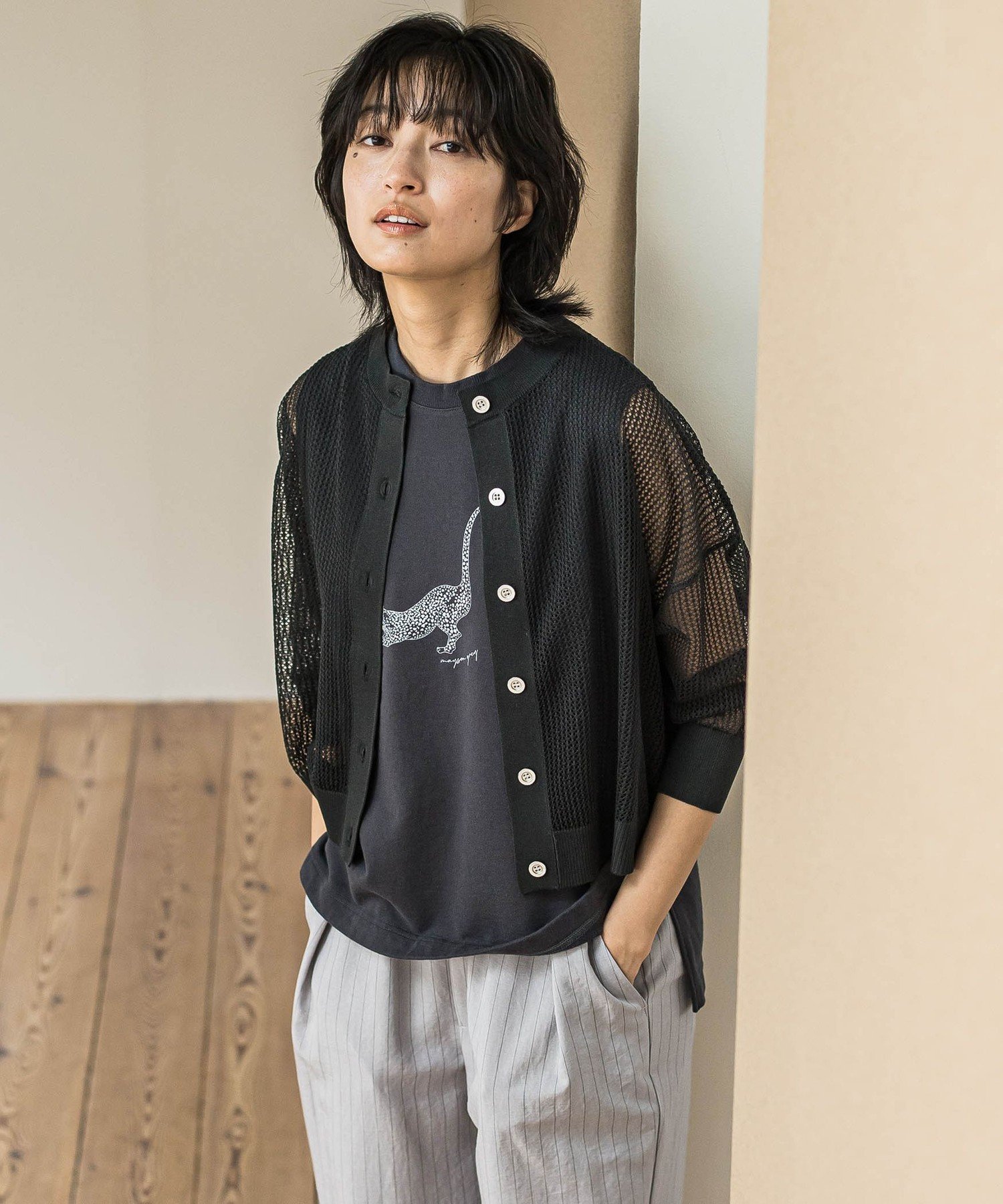 レオパードプリントノースリーブプルオーバー≪洗濯機で洗える≫ MAYSON GREY tシャツ レオパードプリントノースリーブプル