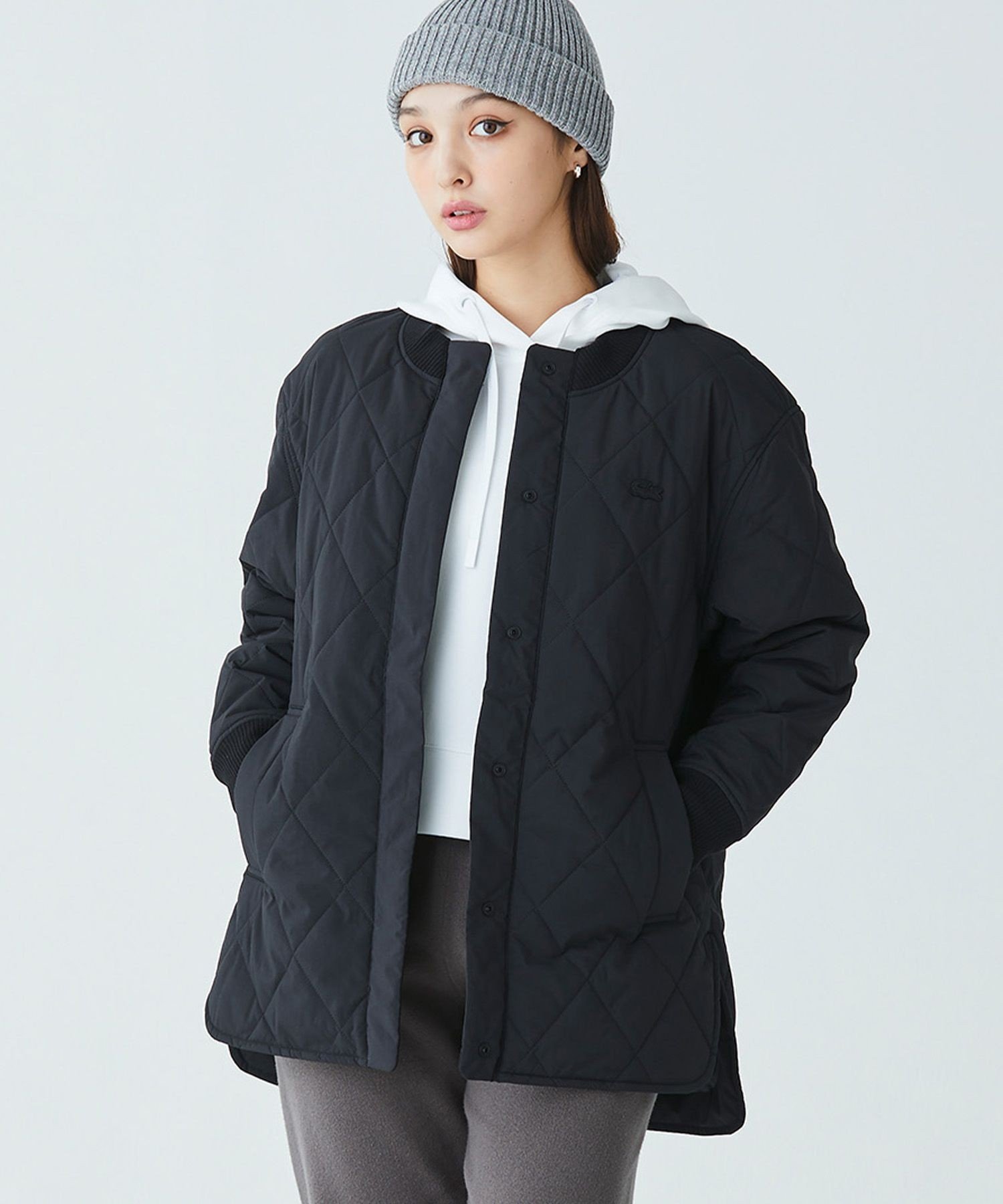 LACOSTE ラコステ　スタジャン　切替　レザー　ヤギ革　ウール　キルティング BPF01_LSPW_BH7230-10_SIX02?$