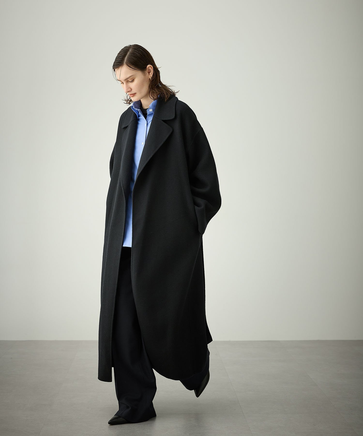 SALE／40%OFF】N.O.R.C ウールメルトンロングリバーコート ノーク