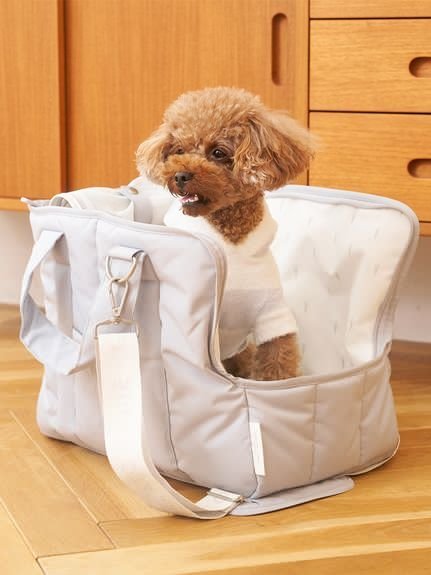 犬用キャリーバッグ ベージュ 未使用　ジェラートピケ　ドライブバッグ CAT＆DOG】ベアモチーフドライブベッド（ペット用キャリーケース