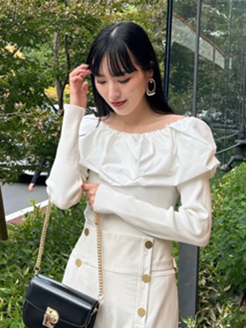 SALE/50%OFF】FRAY I.D ツイストカラーコンビオフショルニット SALE/50%OFF】FRAY I.D ツイストカラーコンビオフショルニット