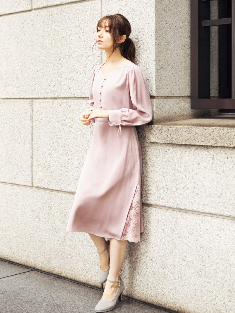 22公式店舗 ミッシュマッシュ 袖プリーツ脇レースワンピース ワンピース Www Comisariatolosandes Com