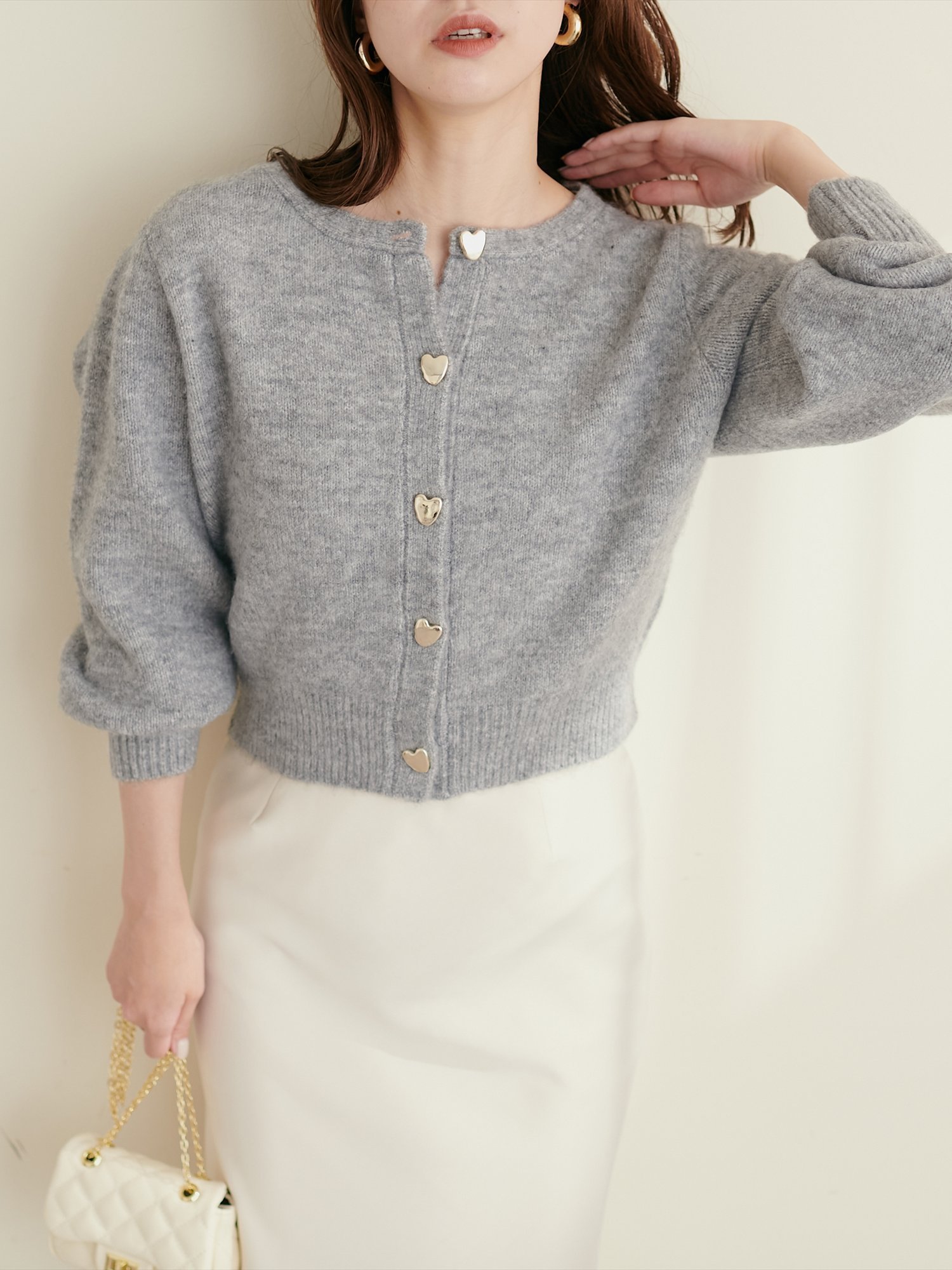 SALE／50%OFF】natural couture ハート釦クルーネック