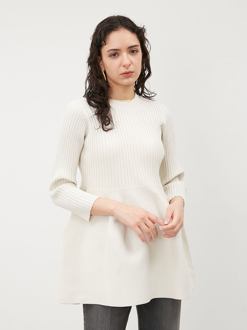 SALE／50%OFF】Mila Owen 構築シルエットペプラムニットチュニック