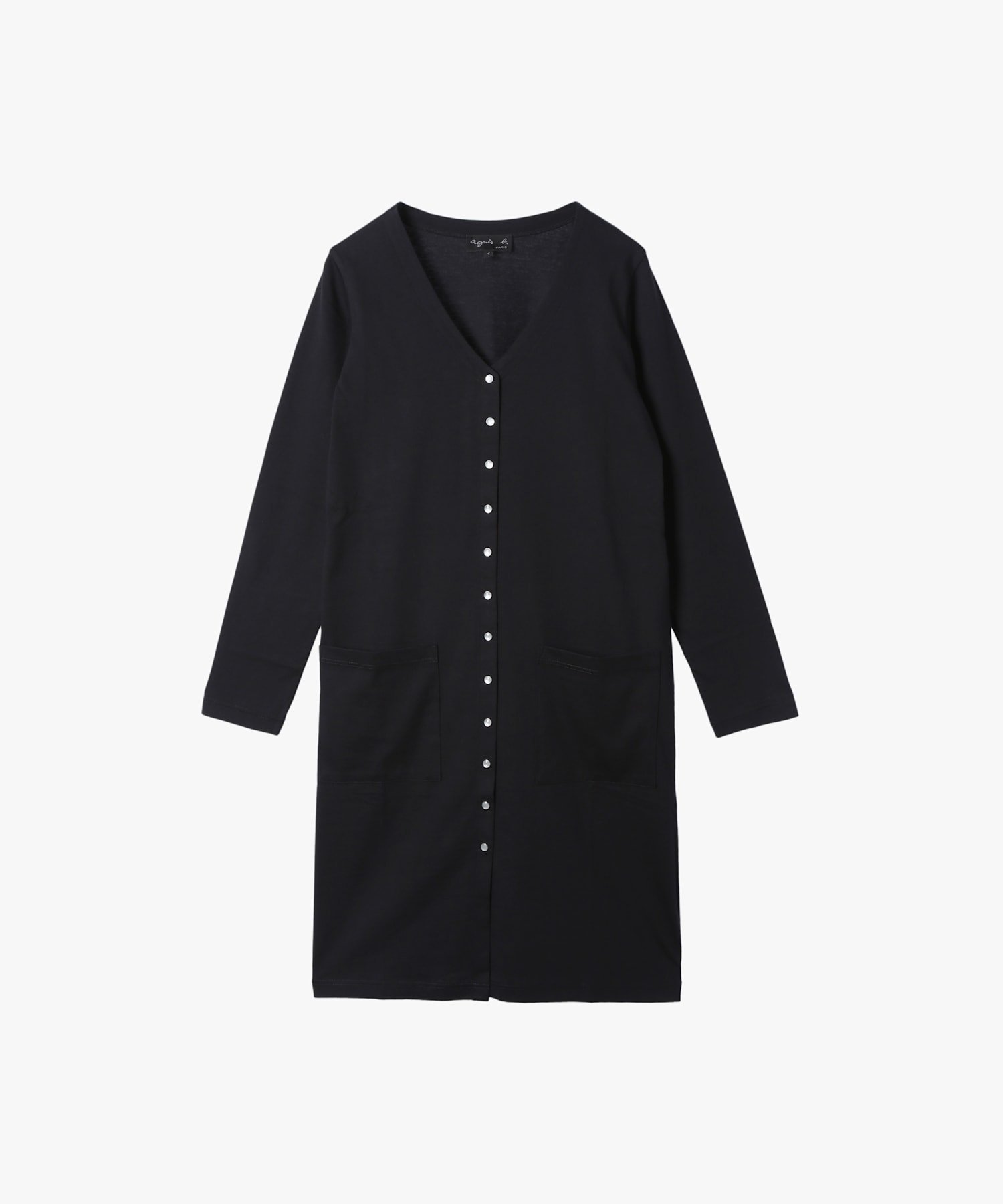 アニエスベー　カーディガンプレッション　リネン　ネイビー カーディガンプレッション