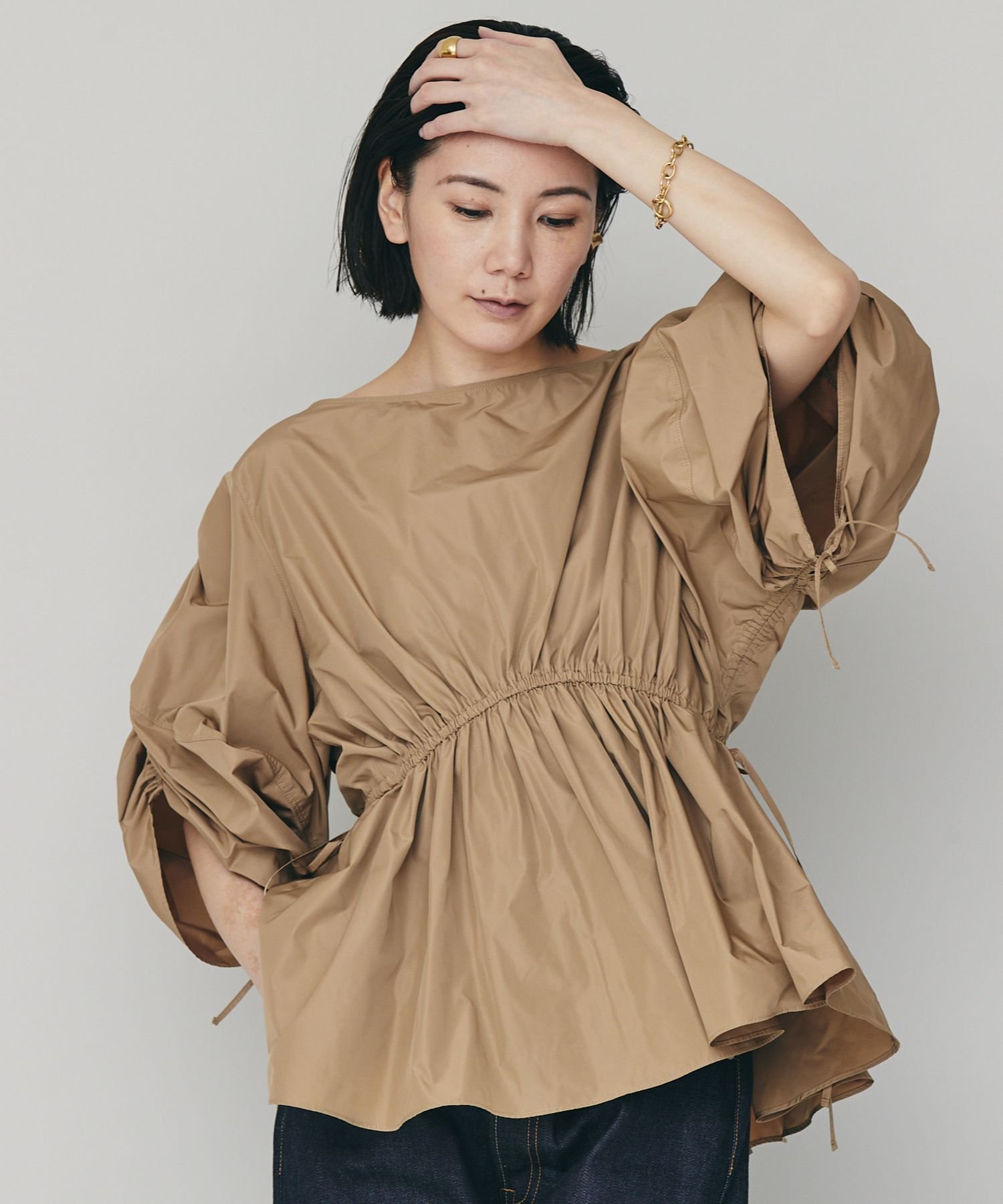 SALE／20%OFF】Curensology ギャザースリーブブラウス カレンソロジー 