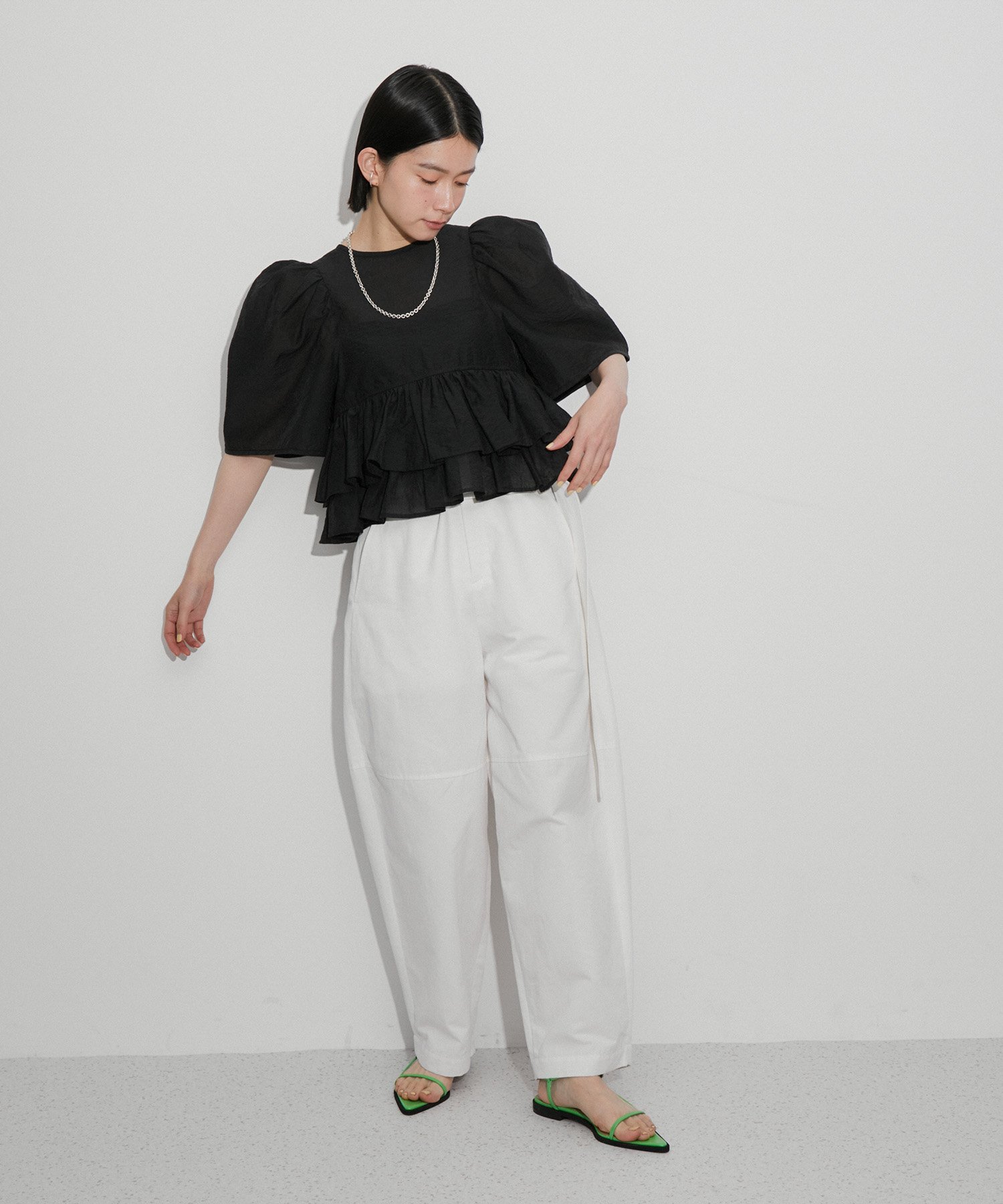 ADAM ET ROPE' FEMME 【再入荷・サステナブル】コットンギャザーフリル