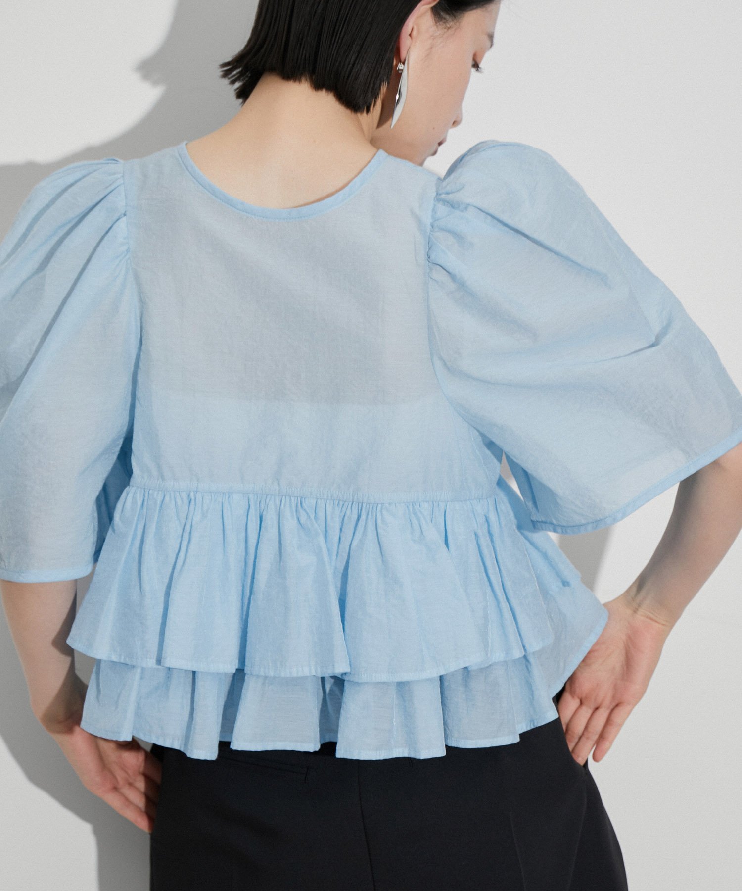 ADAM ET ROPE' FEMME 【再入荷・サステナブル】コットンギャザーフリル
