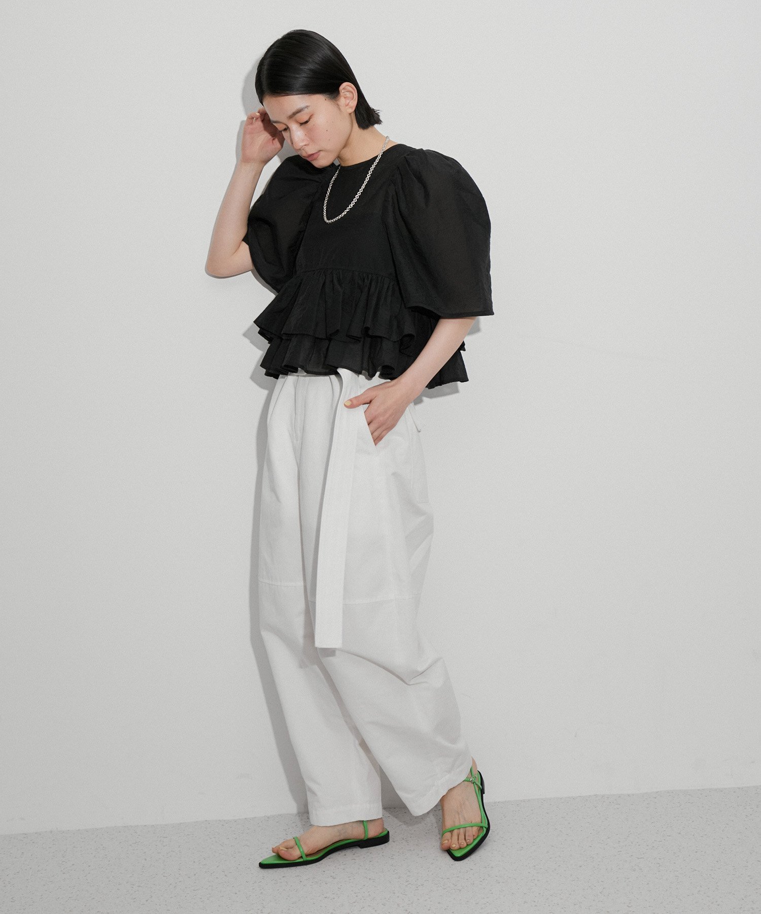 ADAM ET ROPE' FEMME 【再入荷・サステナブル】コットンギャザーフリル