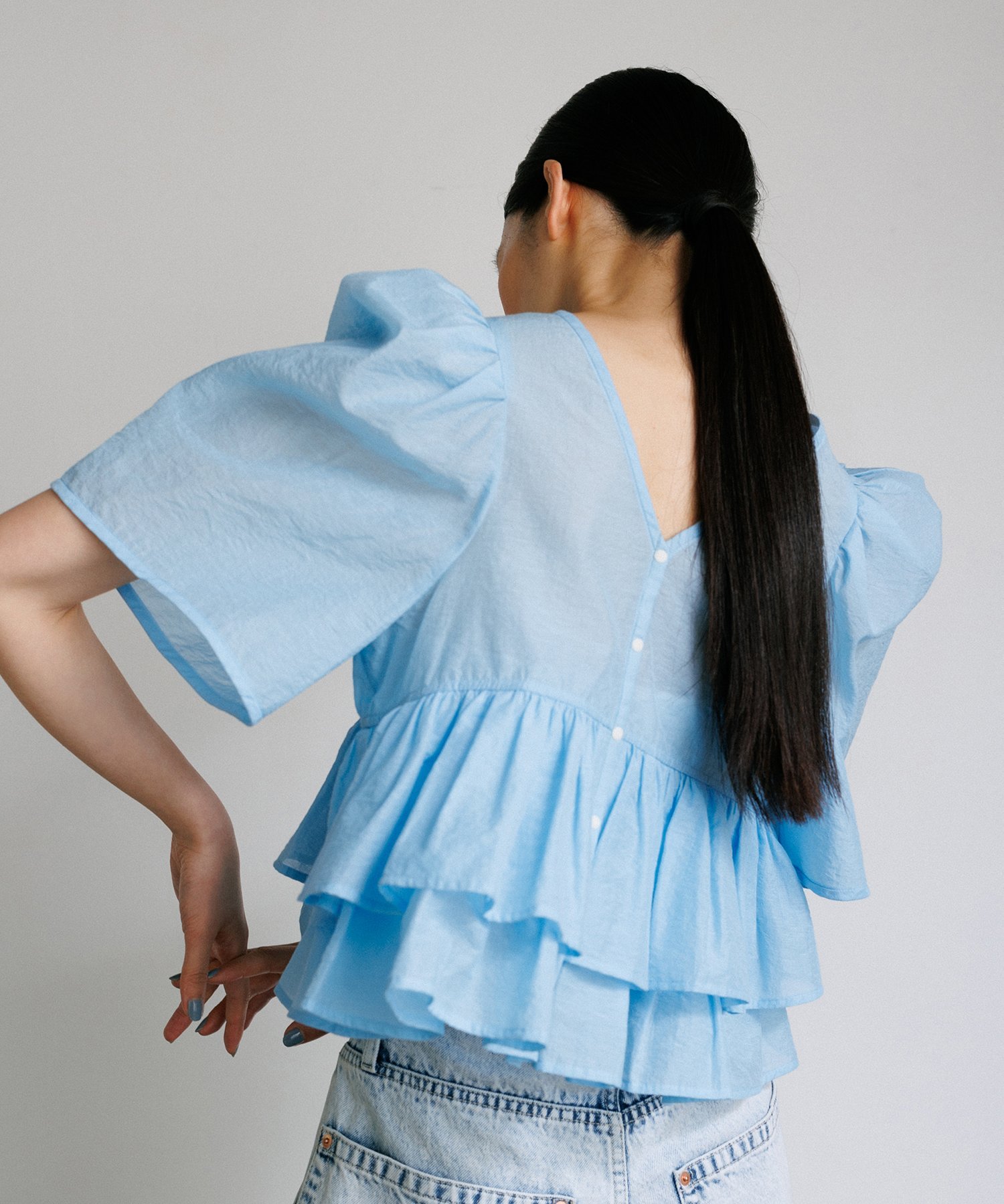 ADAM ET ROPE' FEMME 【再入荷・サステナブル】コットンギャザー