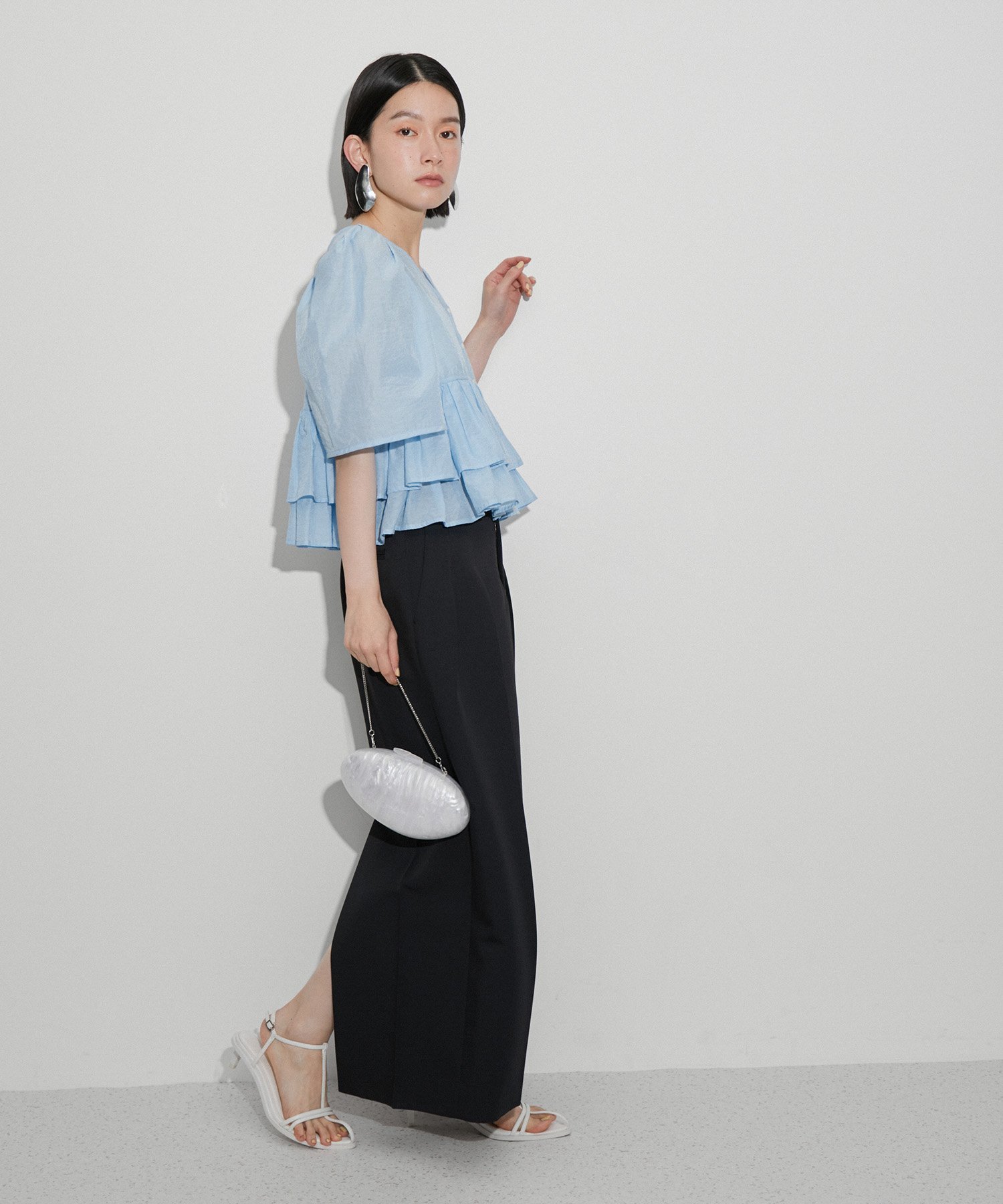 ADAM ET ROPE' FEMME 【再入荷・サステナブル】コットンギャザーフリル