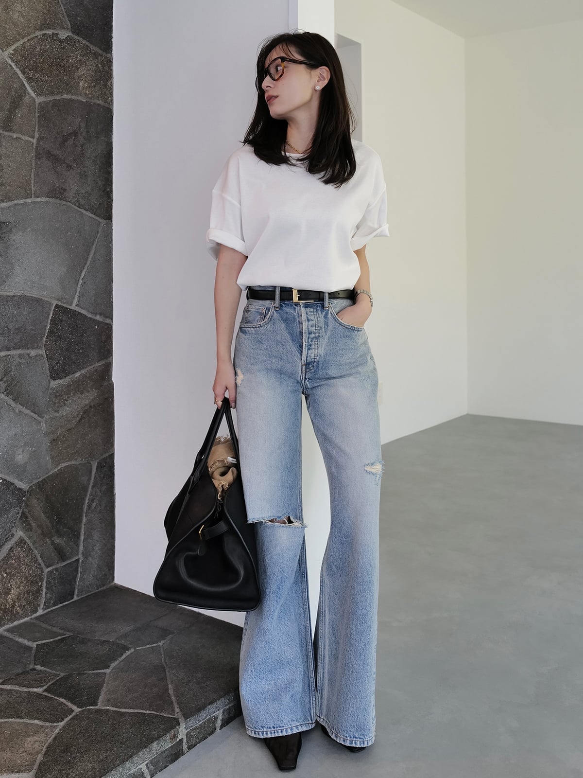 anuans ダメージワイドデニム アニュアンス パンツ ジーンズ・デニムパンツ ホワイト ベージュ【送料無料】