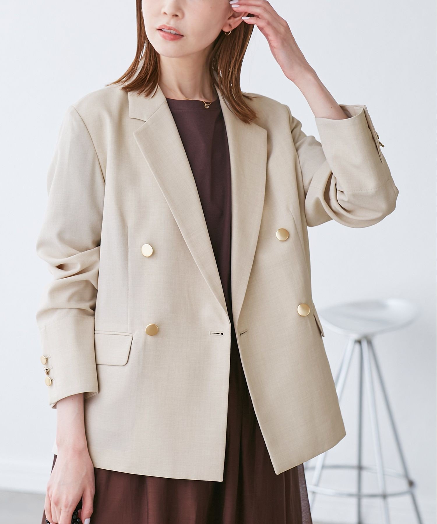 ロペピクニック　カナパ金ボタンジャケット ROPÉ PICNIC(ロペピクニック) / ウールライクサージ金ボタン