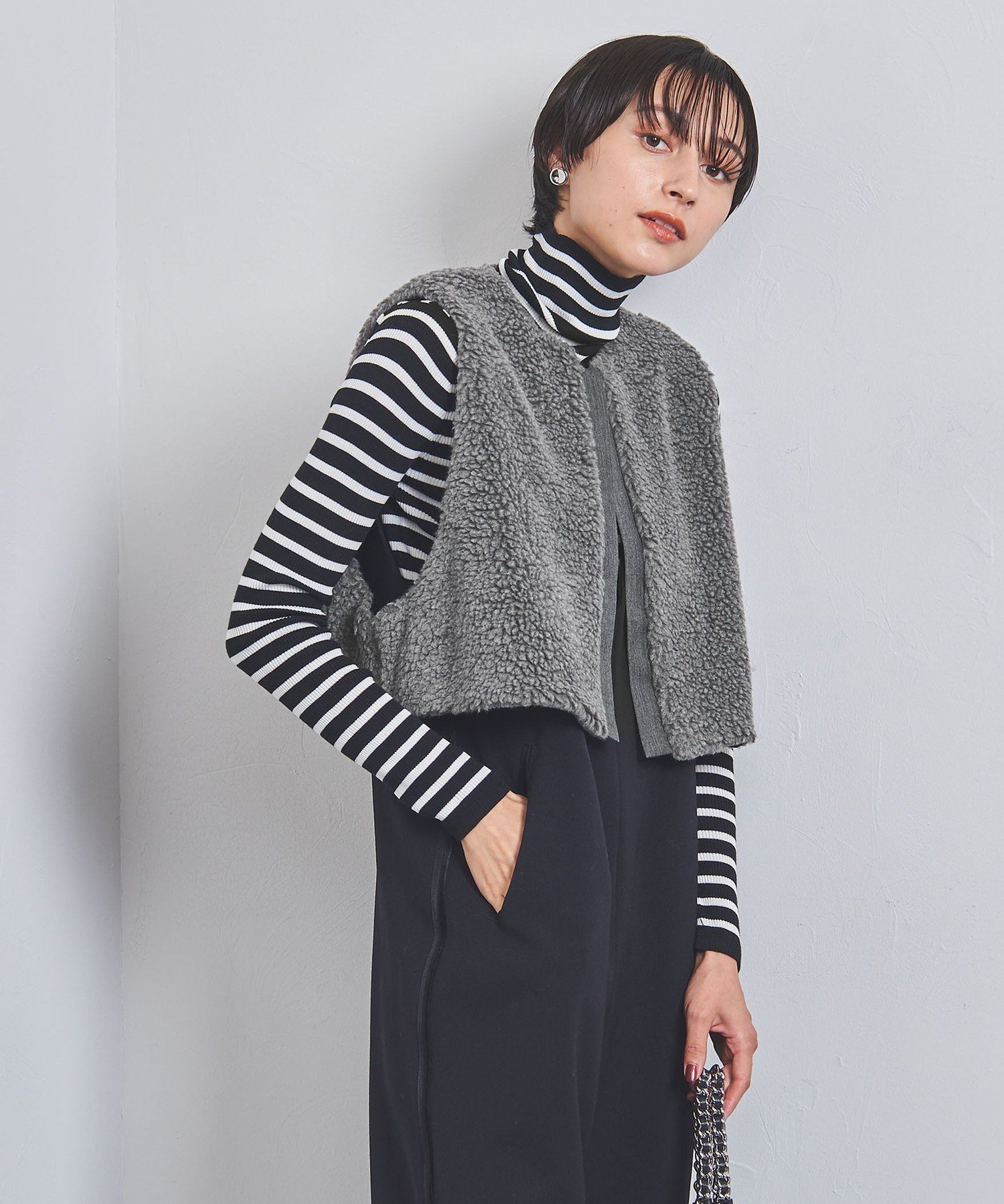 UNITED ARROWS ＜SACRA＞ボア ショートベスト ユナイテッドアローズ