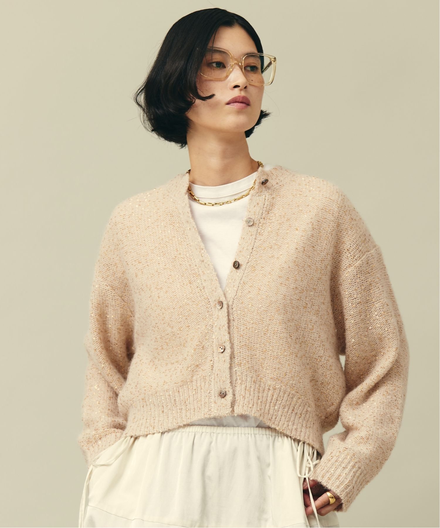 SALE／40%OFF】Curensology スパングルショートカーディガン