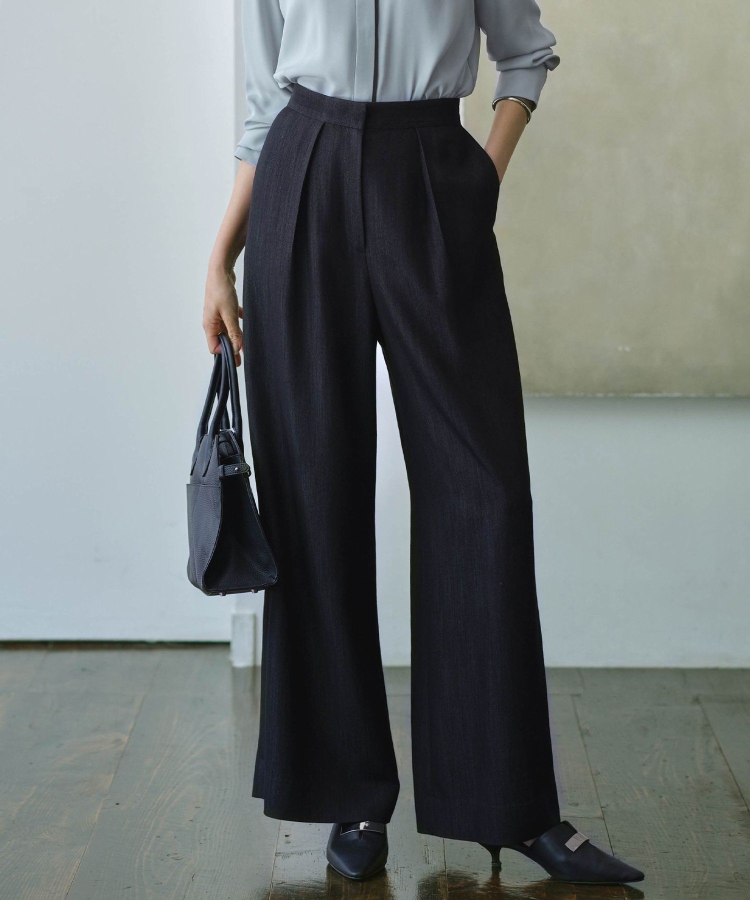 楽天市場】【SALE／40%OFF】【洗える】 ドレープスラブデニム ワイド