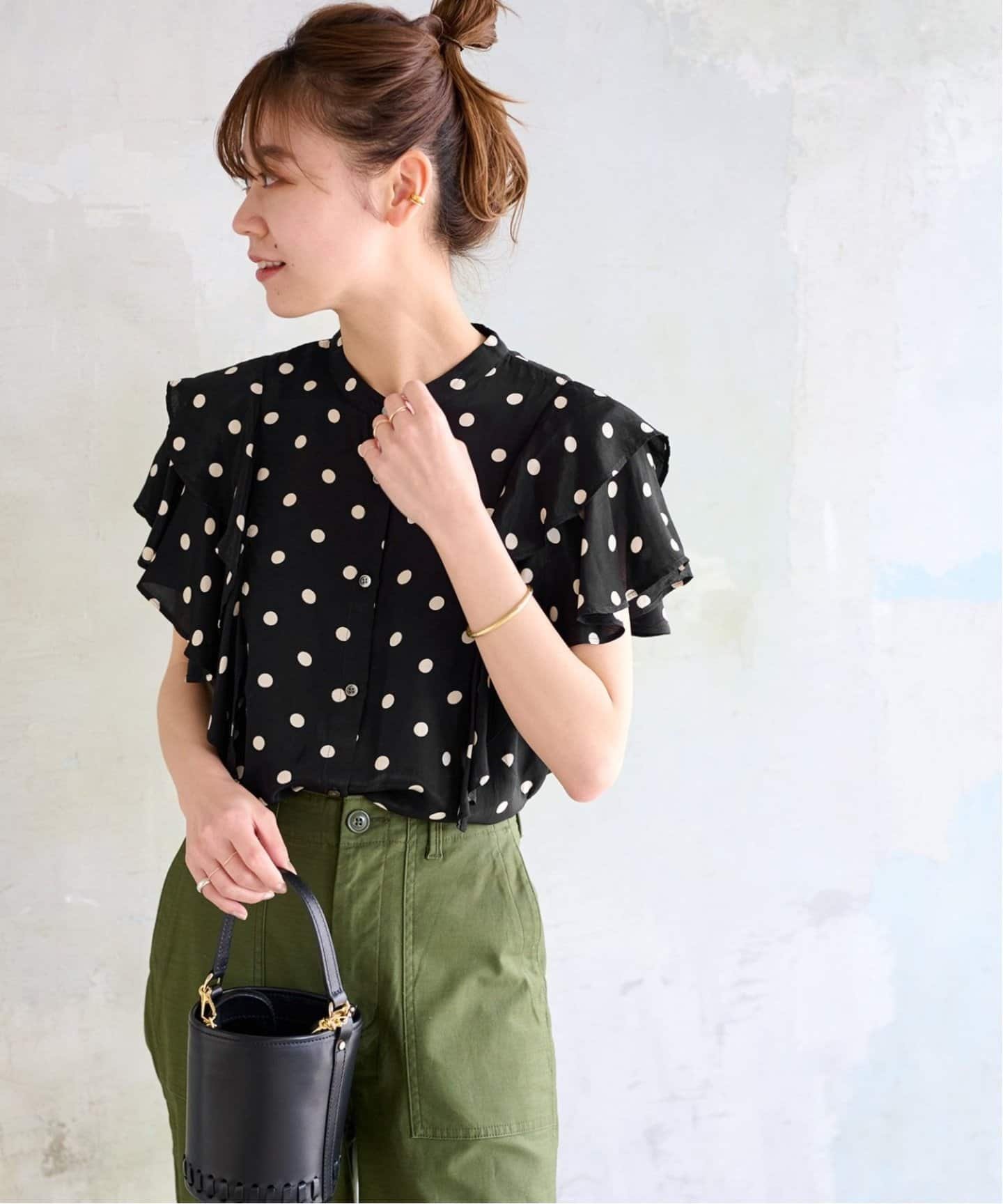 JOURNAL STANDARD relume 《追加》ドットプリントフリルブラウス