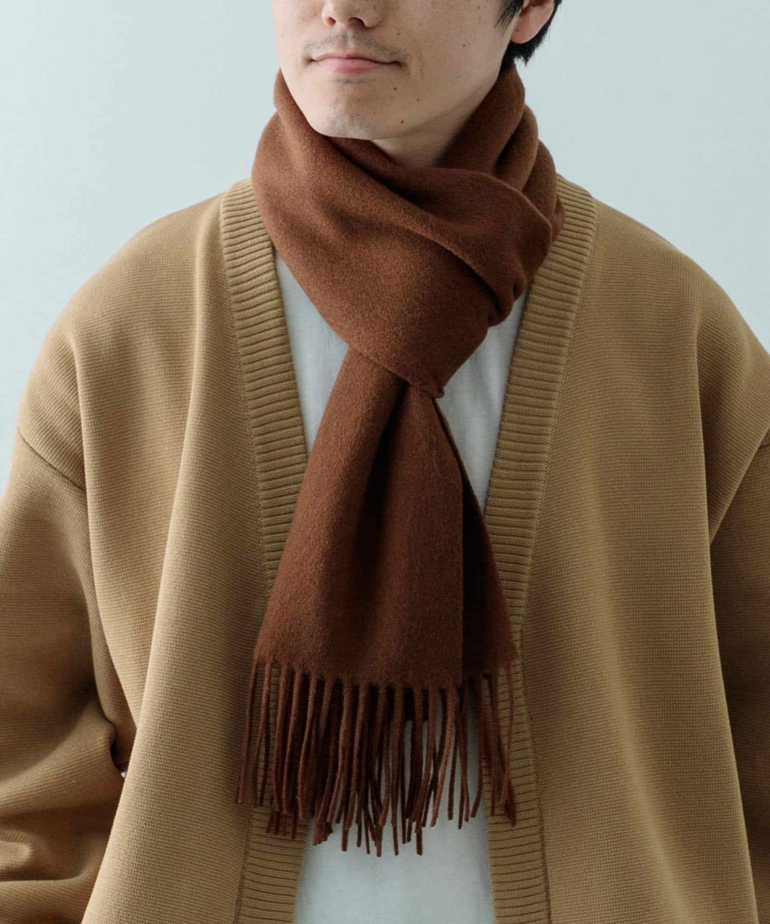 未使用 イタリア フランコバッシ カシミヤ+ウール ブラウン×ベージュ ng6189-01_1.jpg