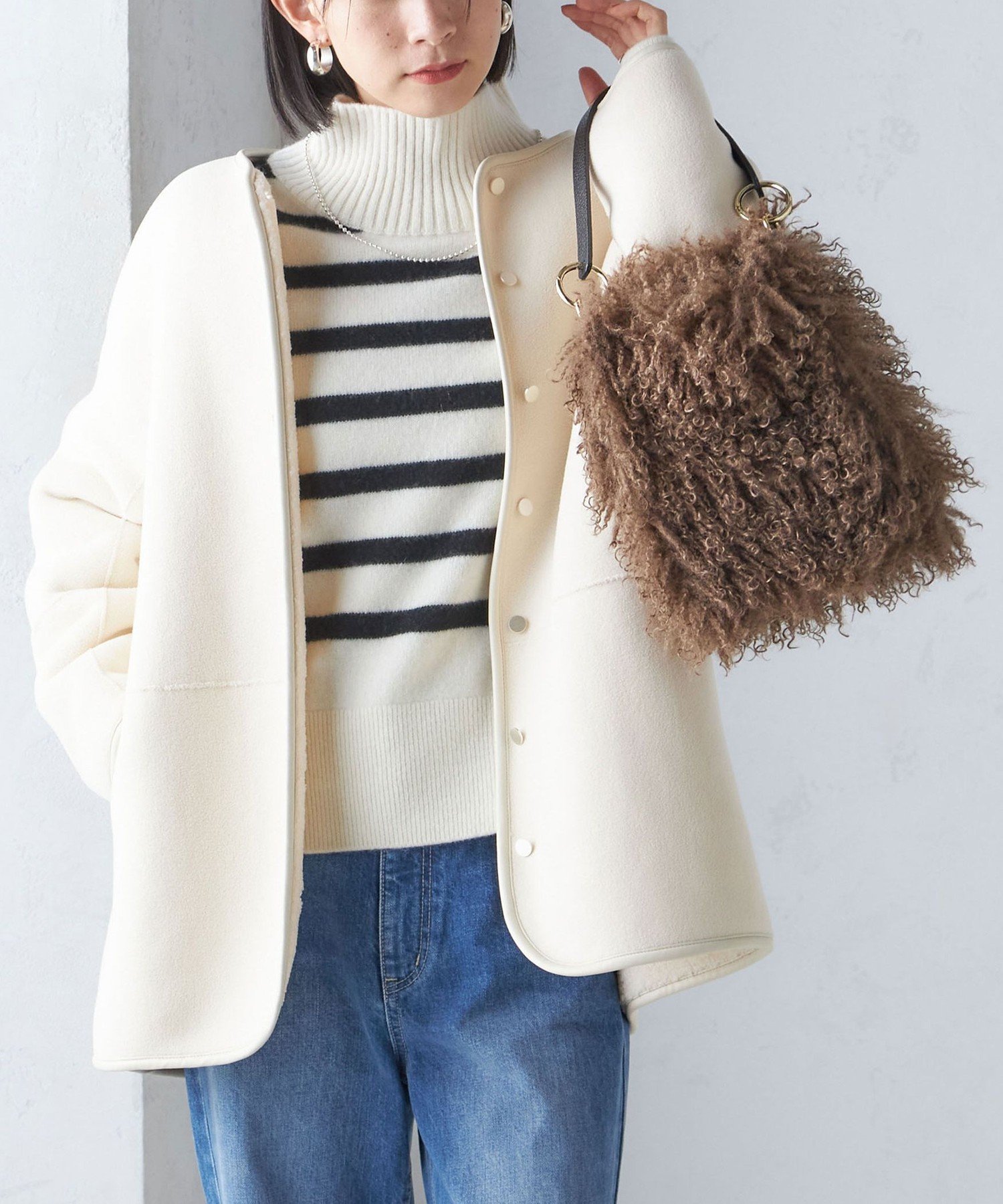 SALE／40%OFF】SHIPS WOMEN ＜手洗い可能＞リバーシブル ボア 