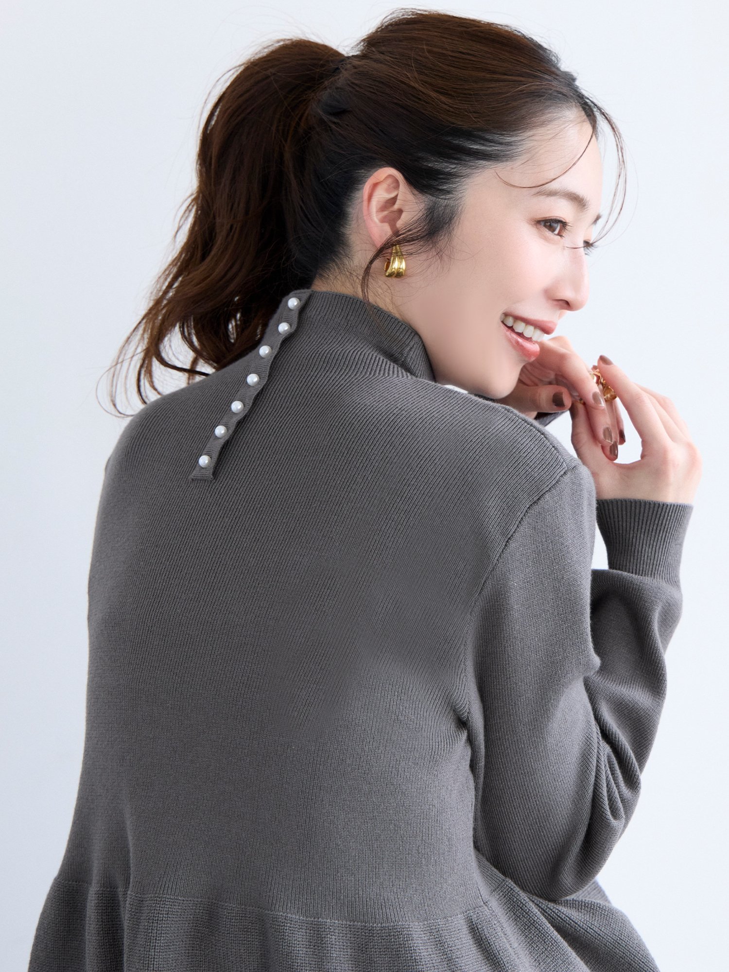 SALE／50%OFF】Mila Owen ノーカラーコクーンハーフ丈ポンチコート