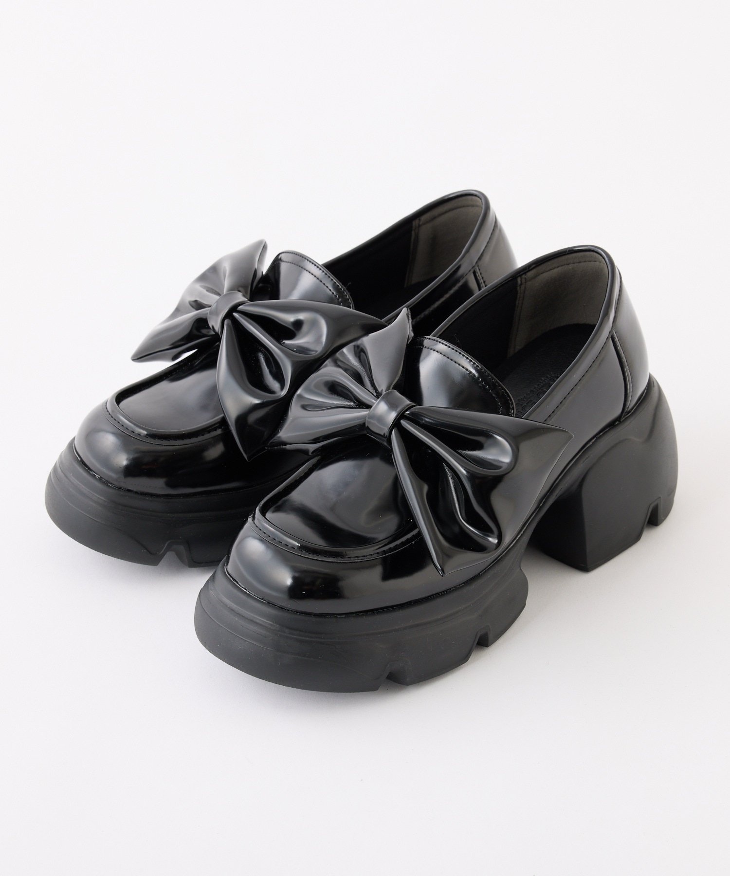 【SALE／10%OFF】one after another NICE CLAUP ビッグリボンローファー ワンアフターアナザー ナイスクラップ シューズ・靴 その他のシューズ・靴 ブラック【送料無料】画像
