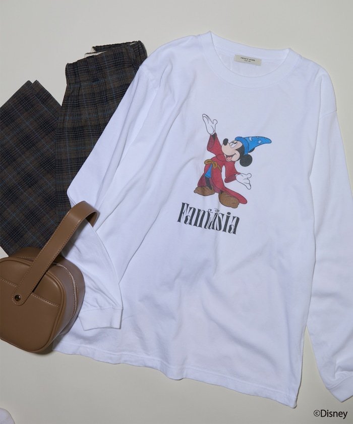 【SALE／30%OFF】FREAK'S STORE 【DISNEY FANTASIA】 ビッグ フロント プリントロンT/ミッキーマウス/ディズニー 25AW フリークスストア トップス カットソー・Tシャツ ホワイト グレー レッド ネイビー【送料無料】画像