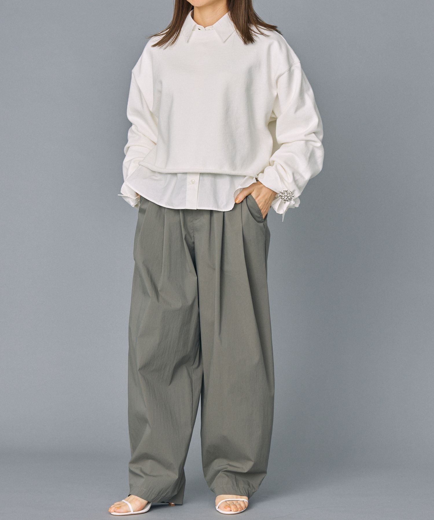 BABYLONE カットオフショートスウェット バビロン トップス スウェット 