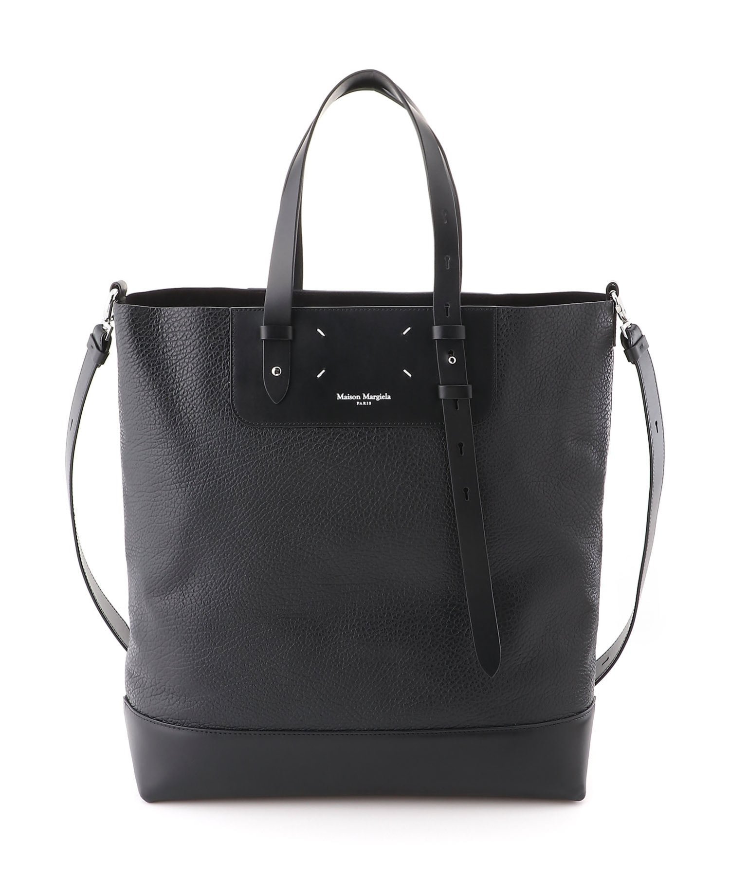 Maison Margiela 5ac トートバック ラージ メゾンマルジェラ Black Leather Large 5AC Shopping Bag | Maison Margiela