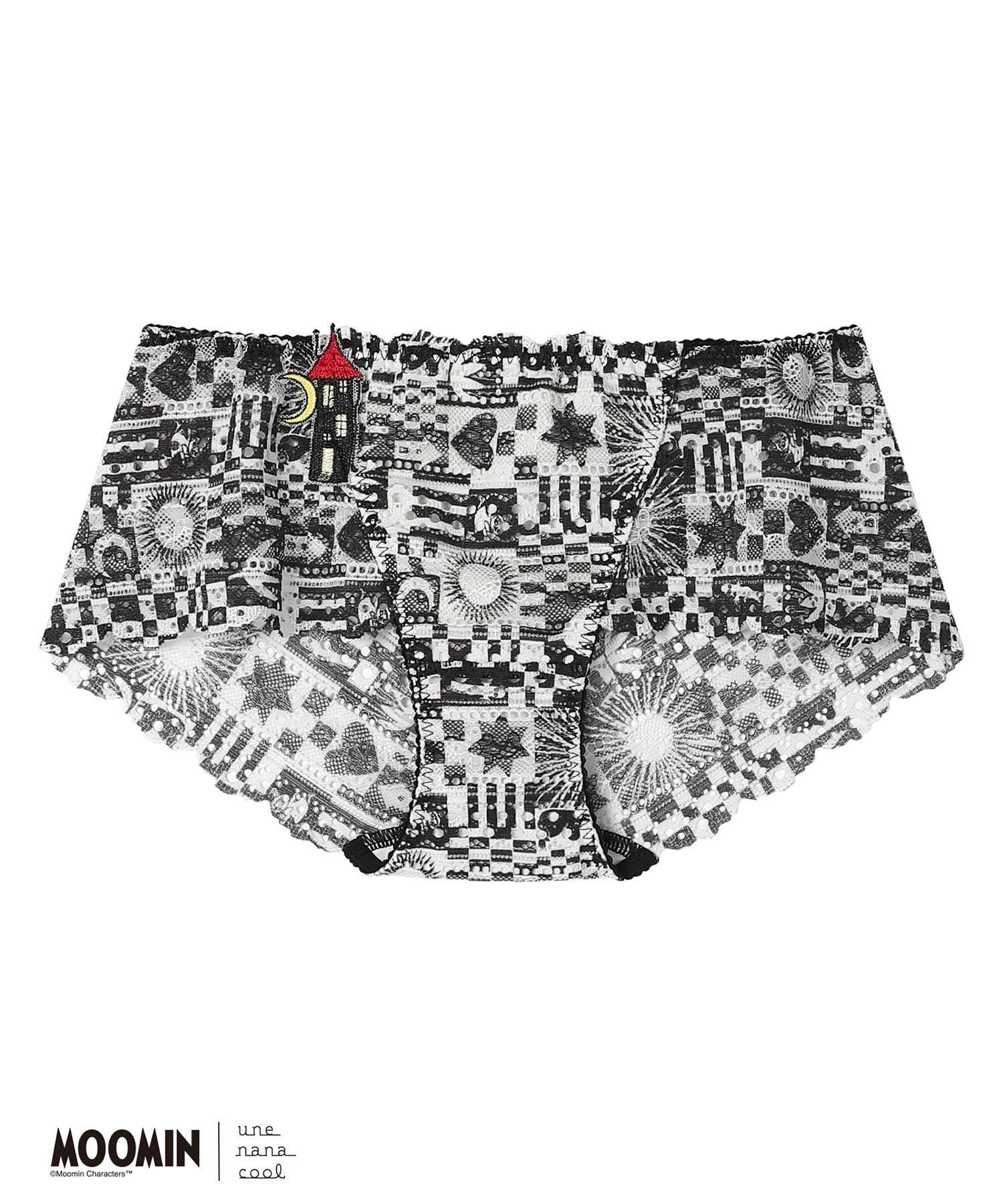 【SALE／20%OFF】une nana cool 【ムーミン】 MOOMIN * une nana cool 364 総レース ウンナナクール インナー・ルームウェア ショーツ ホワイト ブルー ブラック グレー画像