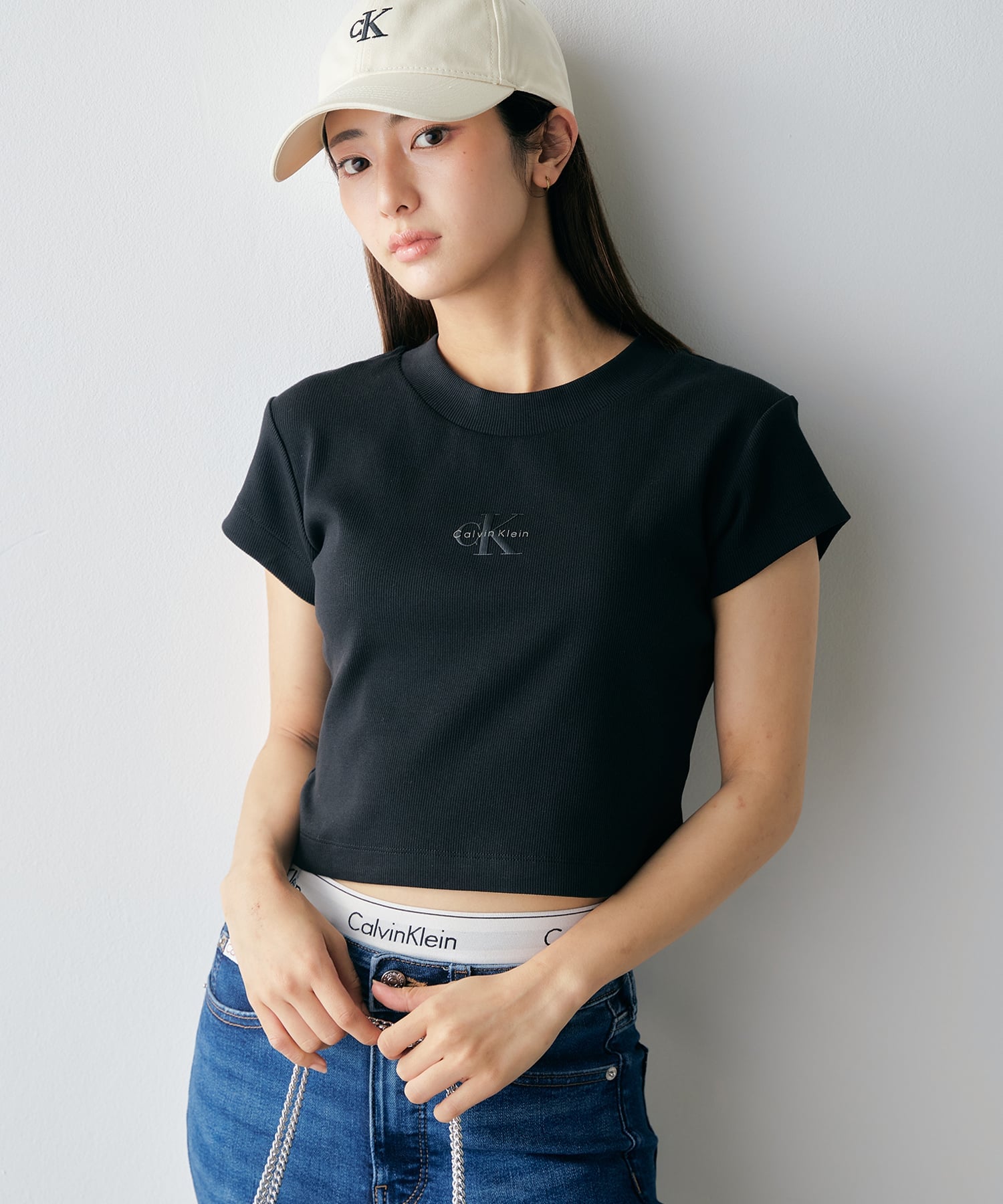 Calvin Klein Jeans Calvin Klein Jeans/(W)【公式ショップ】 カルバンクライン モノグラム ベイビーTシャツ Calvin Klein Jeans 47AB802 カルバン・クライン トップス カットソー・Tシャツ グリーン ホワイト ブラック【送料無料】