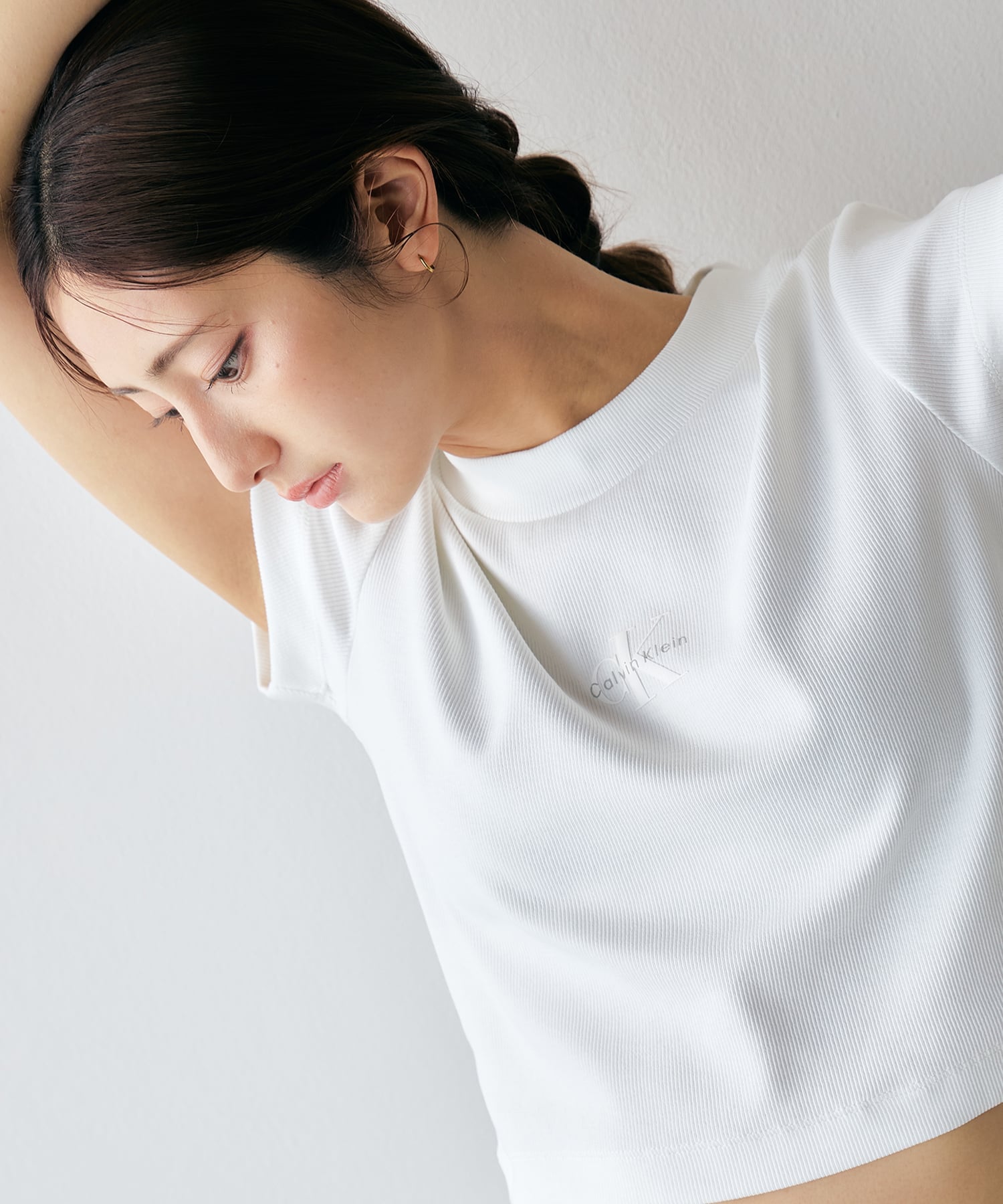 Calvin Klein Jeans Calvin Klein Jeans/(W)【公式ショップ】 カルバンクライン モノグラム ベイビーTシャツ Calvin Klein Jeans 47AB802 カルバン・クライン トップス カットソー・Tシャツ グリーン ホワイト ブラック【送料無料】