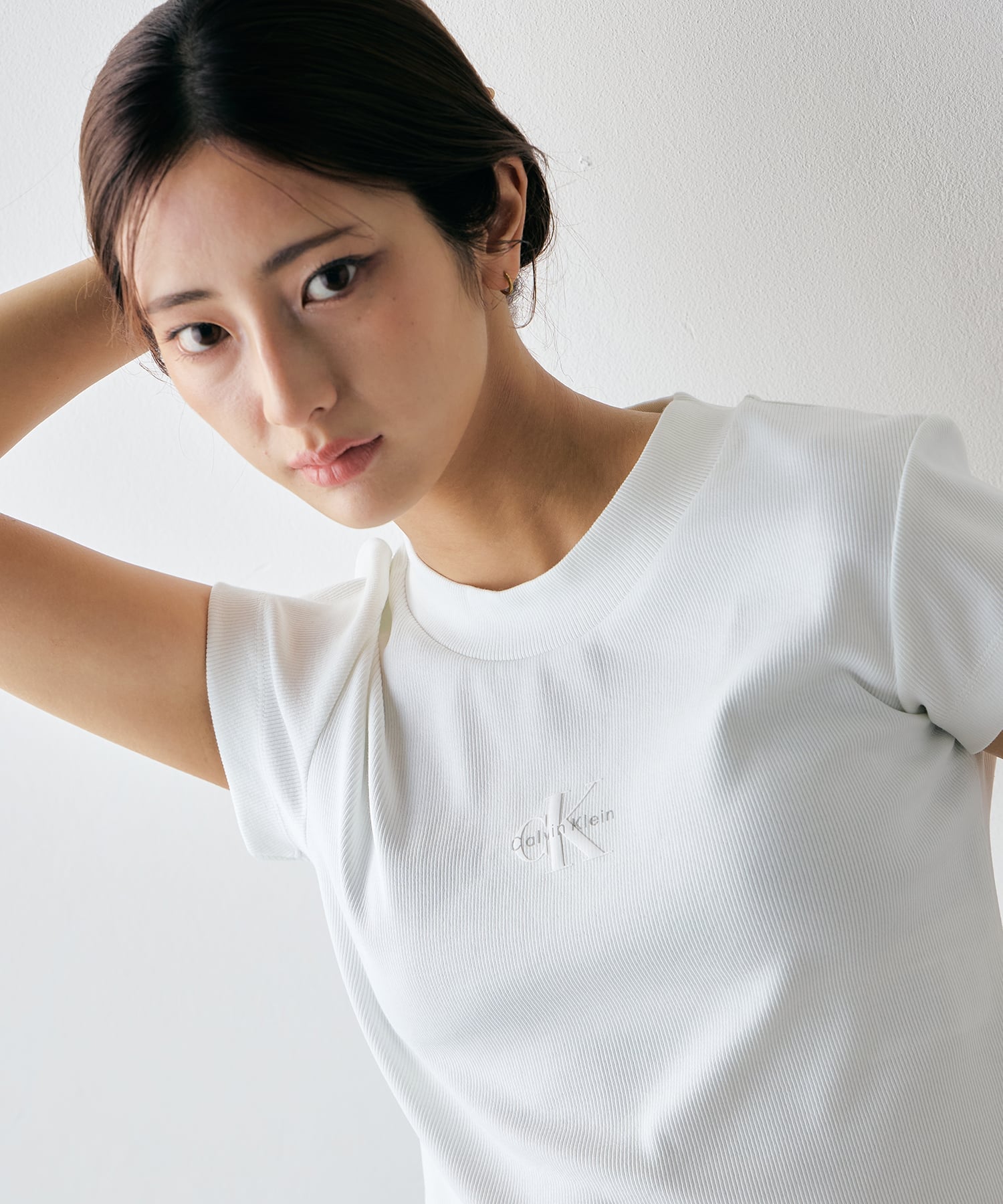 Calvin Klein Jeans Calvin Klein Jeans/(W)【公式ショップ】 カルバンクライン モノグラム ベイビーTシャツ Calvin Klein Jeans 47AB802 カルバン・クライン トップス カットソー・Tシャツ グリーン ホワイト ブラック【送料無料】