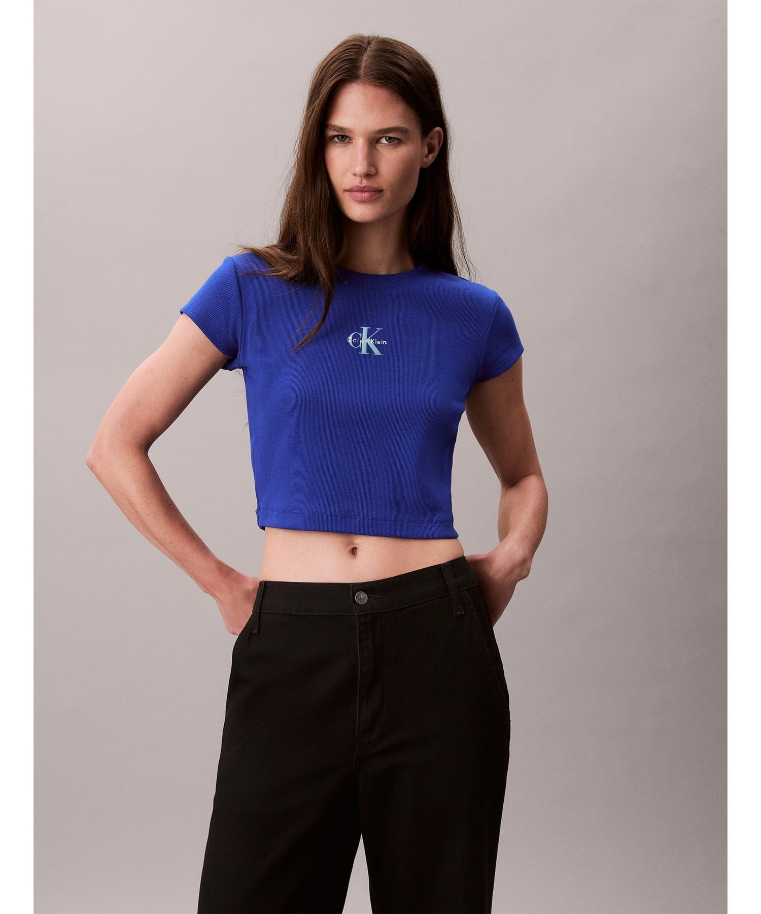 Calvin Klein Jeans Calvin Klein Jeans/(W)【公式ショップ】 カルバンクライン モノグラム ベイビーTシャツ Calvin Klein Jeans 47AB802 カルバン・クライン トップス カットソー・Tシャツ グリーン ホワイト ブラック【送料無料】