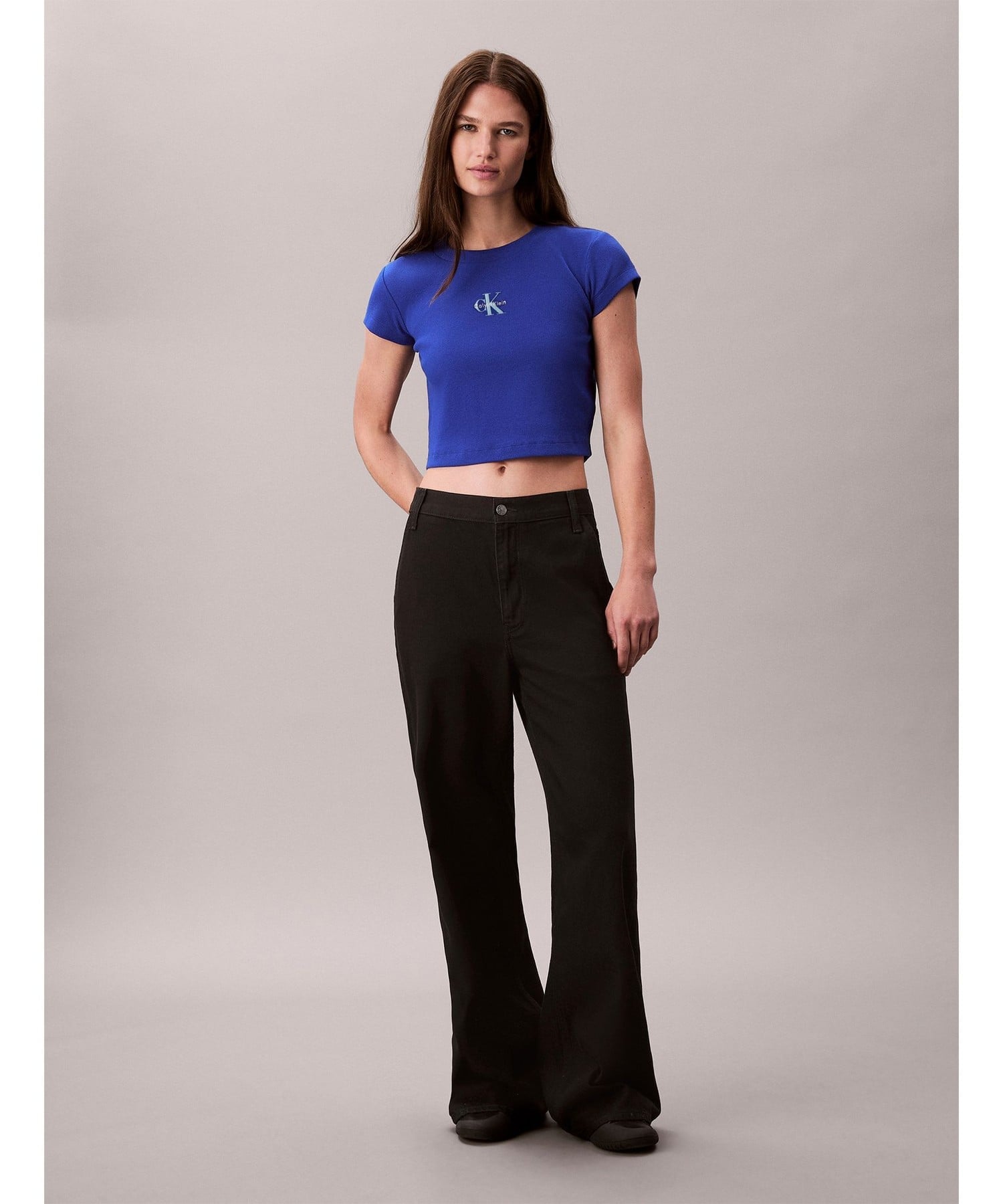 Calvin Klein Jeans Calvin Klein Jeans/(W)【公式ショップ】 カルバンクライン モノグラム ベイビーTシャツ Calvin Klein Jeans 47AB802 カルバン・クライン トップス カットソー・Tシャツ グリーン ホワイト ブラック【送料無料】