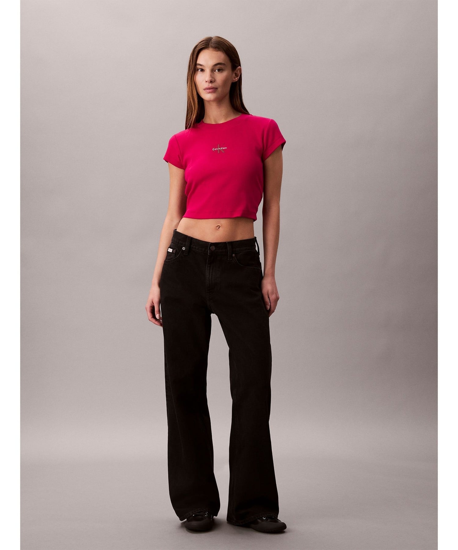 Calvin Klein Jeans Calvin Klein Jeans/(W)【公式ショップ】 カルバンクライン モノグラム ベイビーTシャツ Calvin Klein Jeans 47AB802 カルバン・クライン トップス カットソー・Tシャツ グリーン ホワイト ブラック【送料無料】