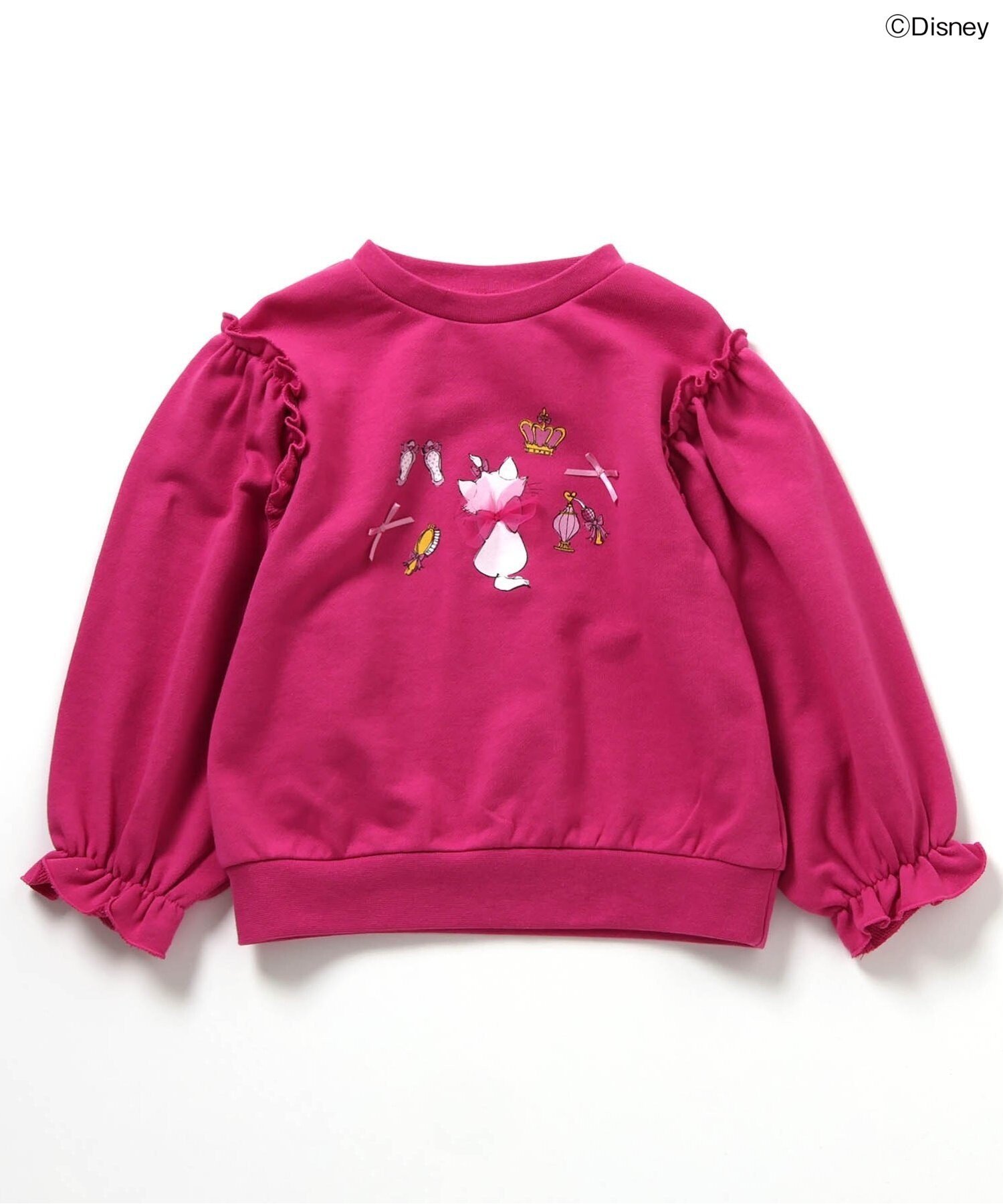 【SALE／37%OFF】apres les cours 【ディズニーキャラクター/ マリー】キャンディースリーブトレーナー エフオーオンラインストア トップス スウェット・トレーナー ホワイト ピンク画像